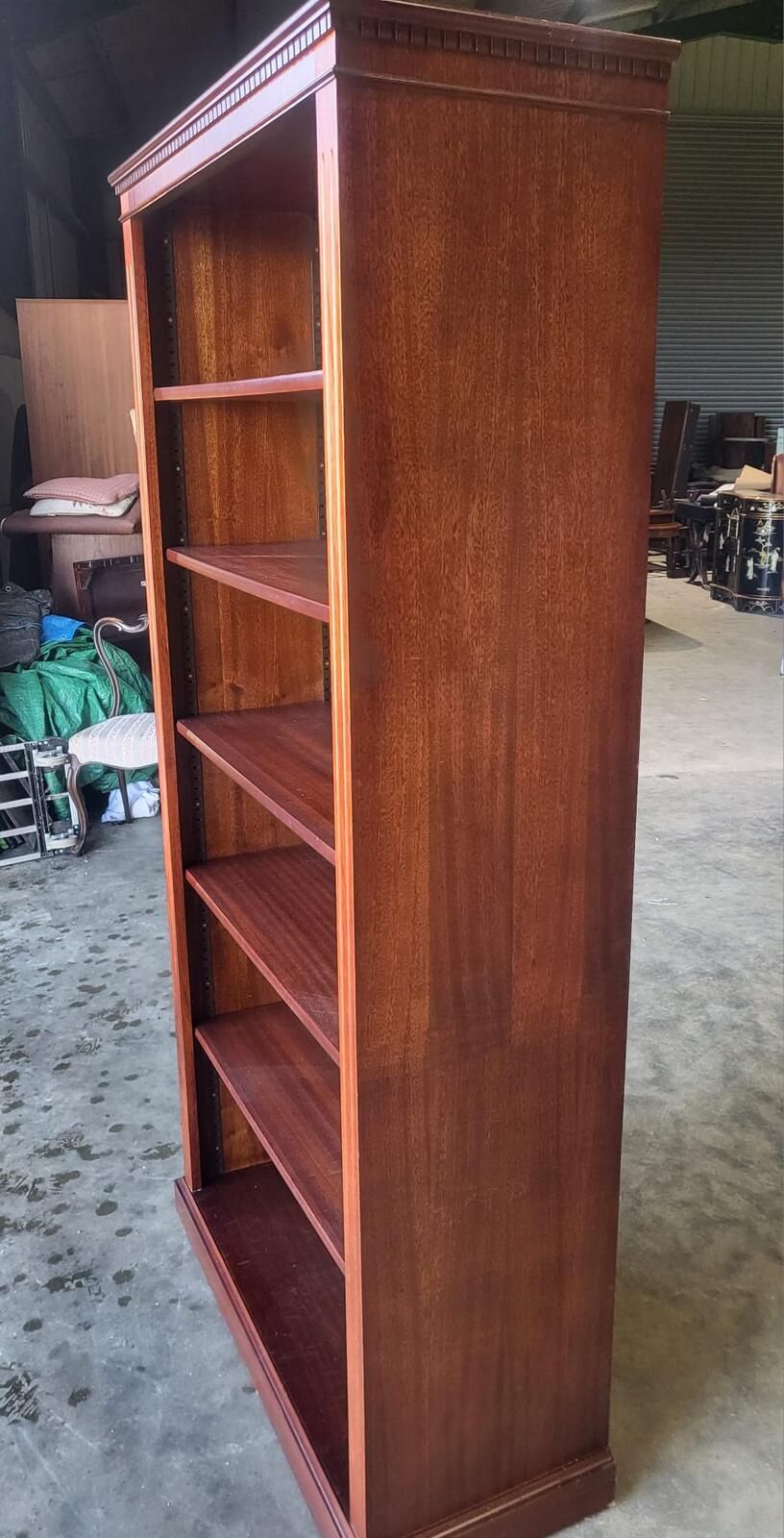 Antique Repro Mahogany Large Open Bookcase Adjustable Shelves photo 365.0