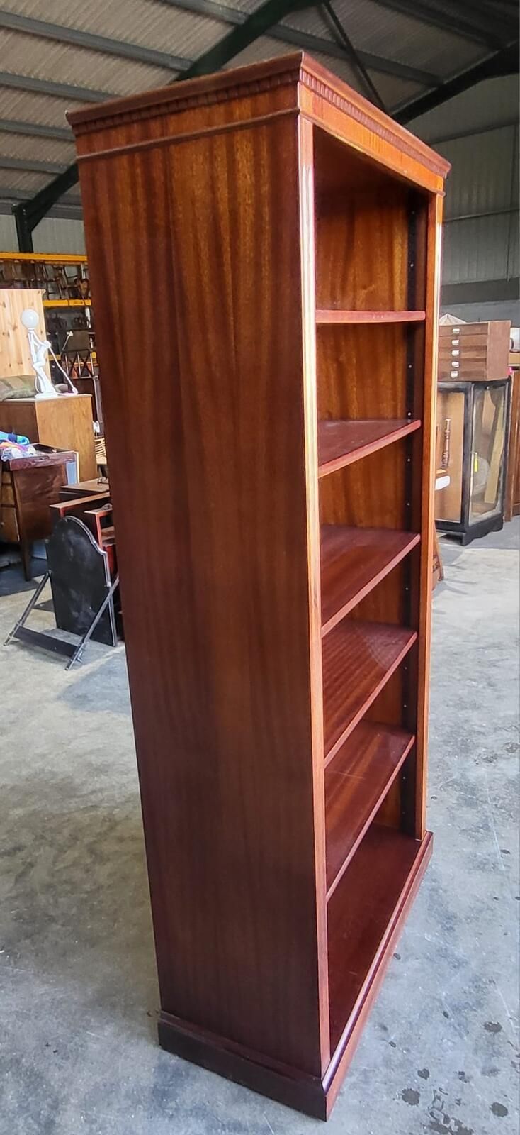 Antique Repro Mahogany Large Open Bookcase Adjustable Shelves photo buy