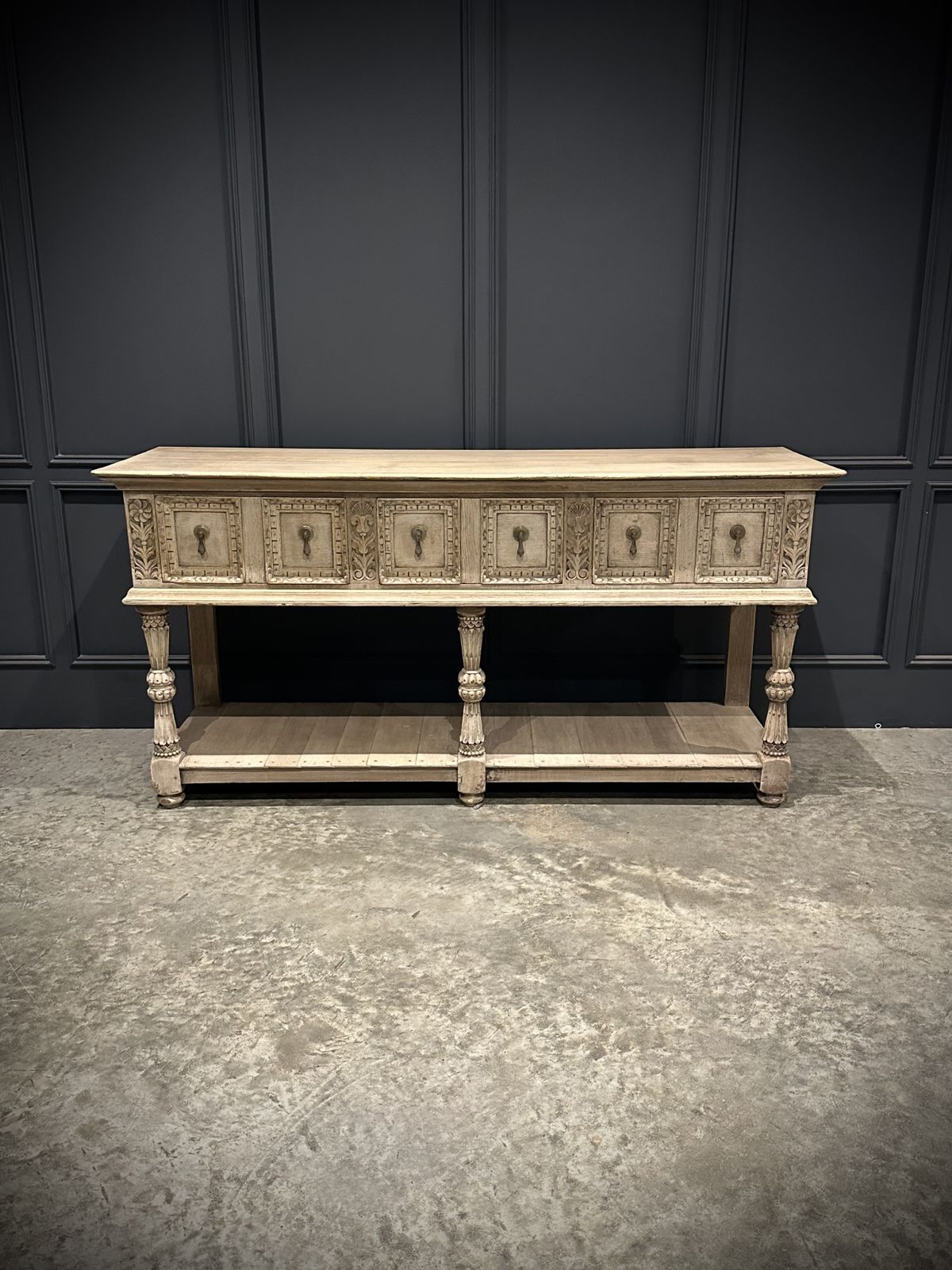 Carved Bleached Oak Potboard Dresser photo vinterior