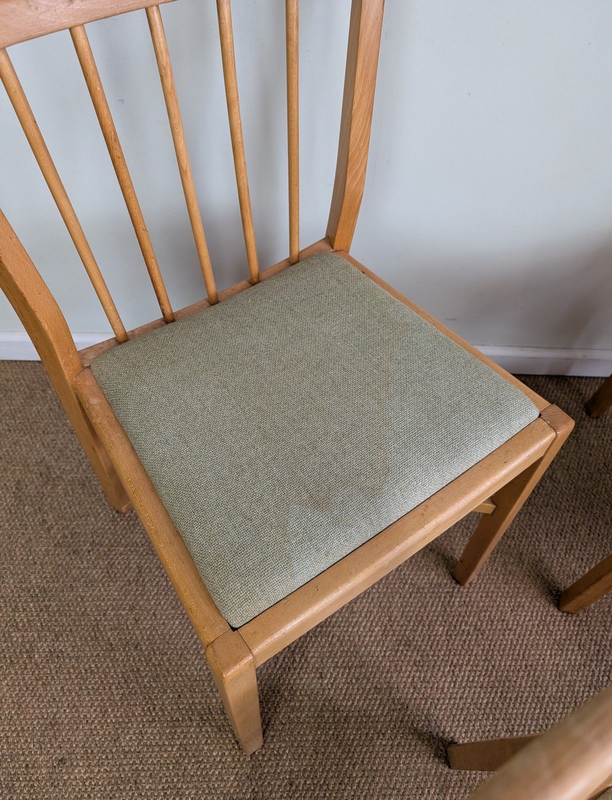 Set Of 4 1950's Beech Framed Kitchen Chairs With Upholstered Seats photo 195.0