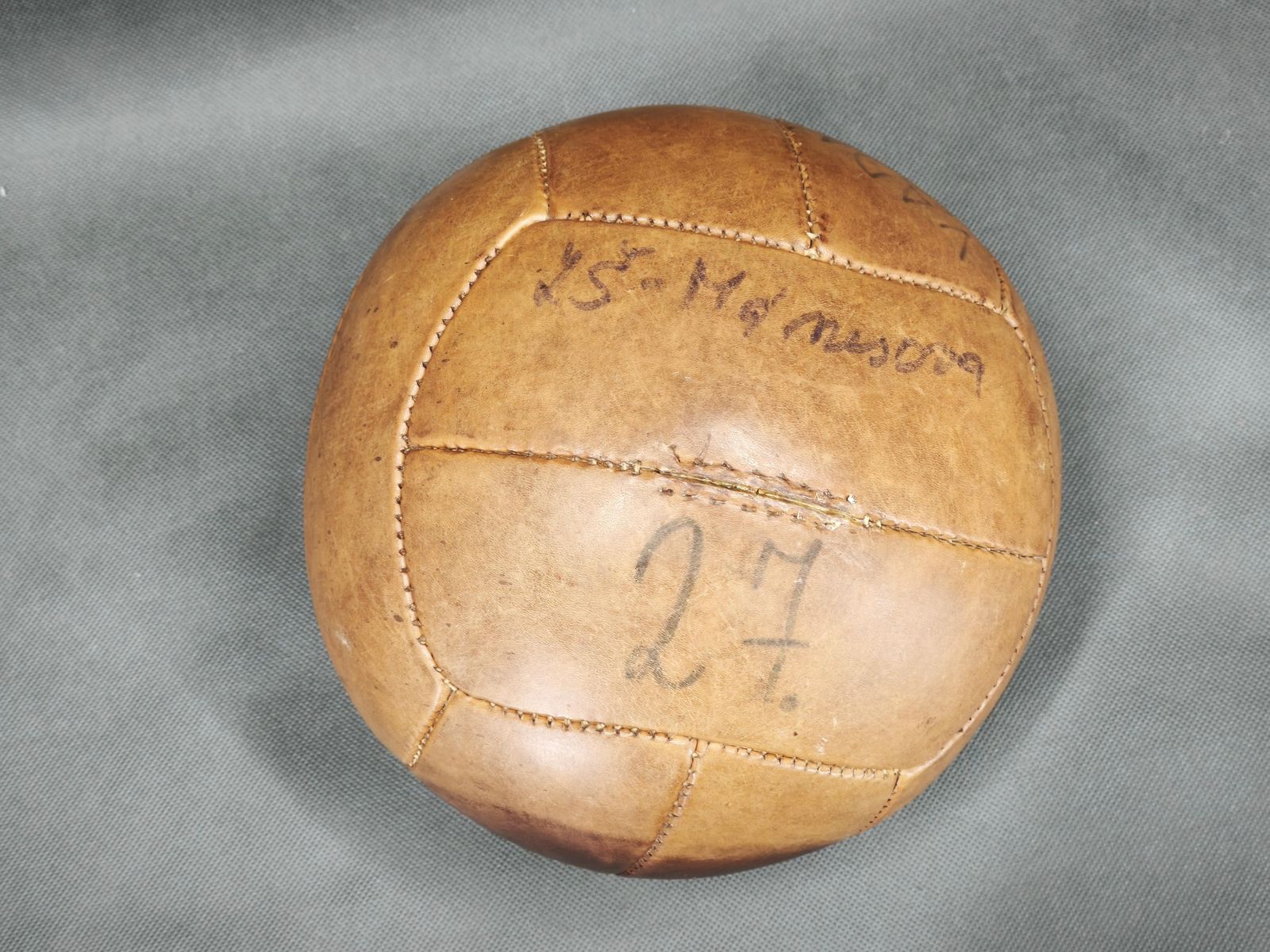 Pair Of Vintage Leather Medicine Balls, Czechoslovakia 1950s photo 294.0