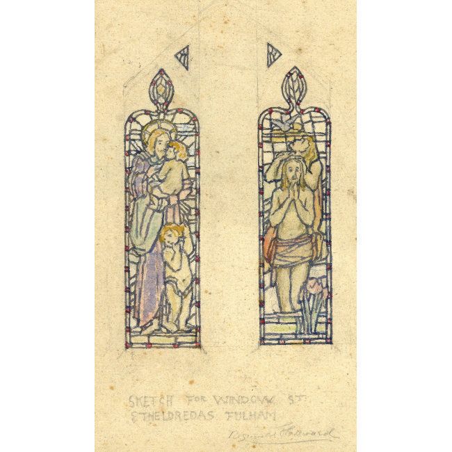 Reginald Hallward Sketch For Stained Glass Window At St Etheldreda’s Fulham