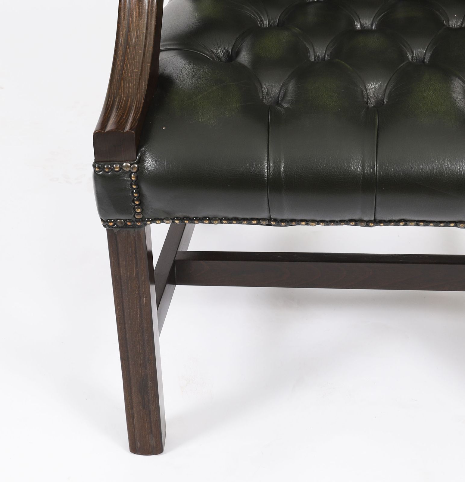 1250.0 Vintage Pair English Green Gainsborough Leather Office Chairs 20th C photo