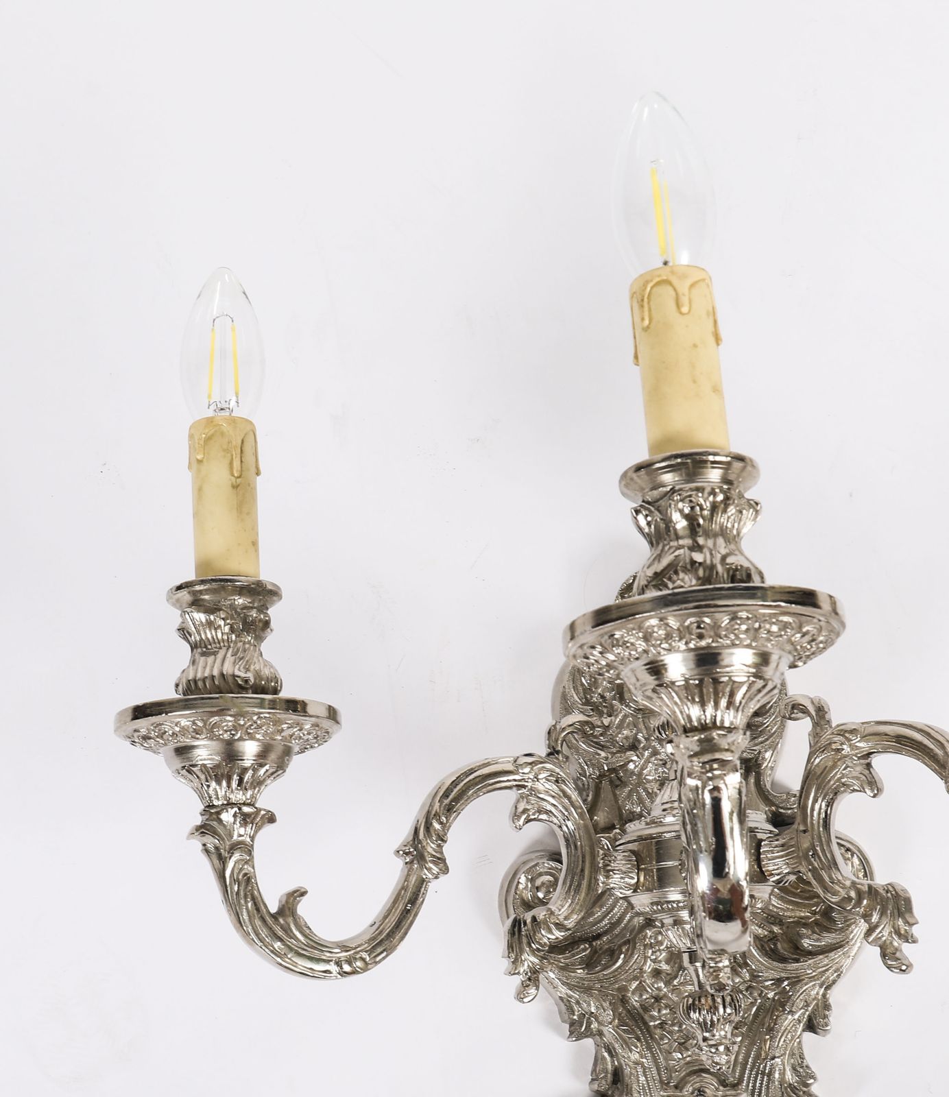 Lighting Antique Set Of 4 French Silver Plated Wall Lights Appliques Circa 1900 photo