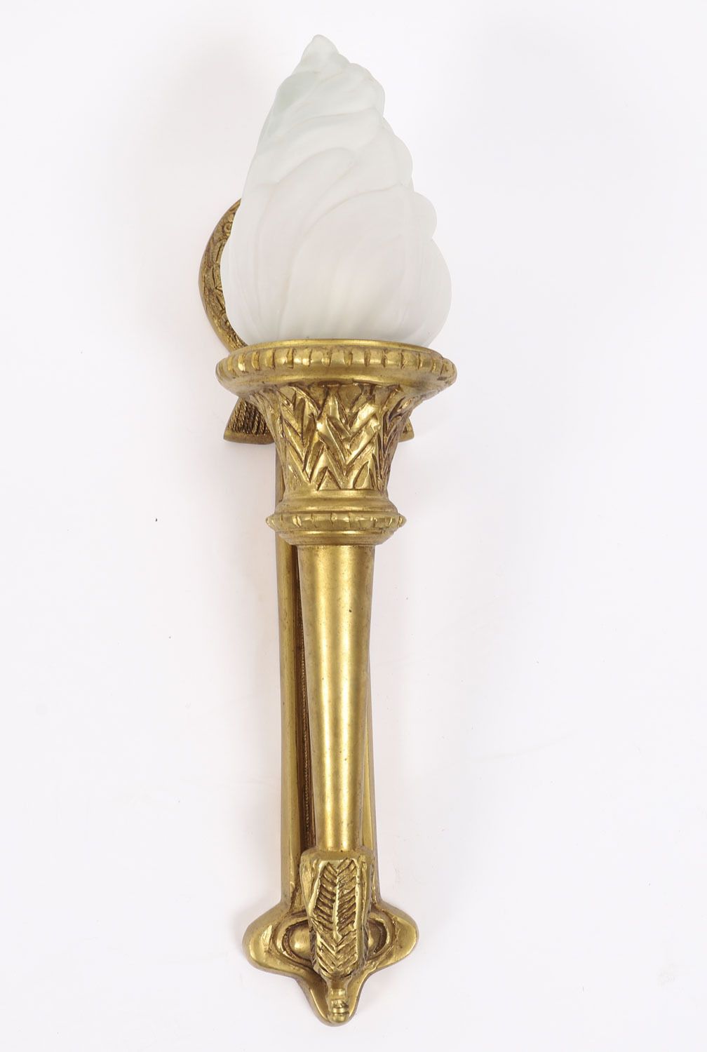 Set Of 4 Neo Classical Ormolu & Glass Flaming Torch Wall Lights C.1920 photo 2375.0