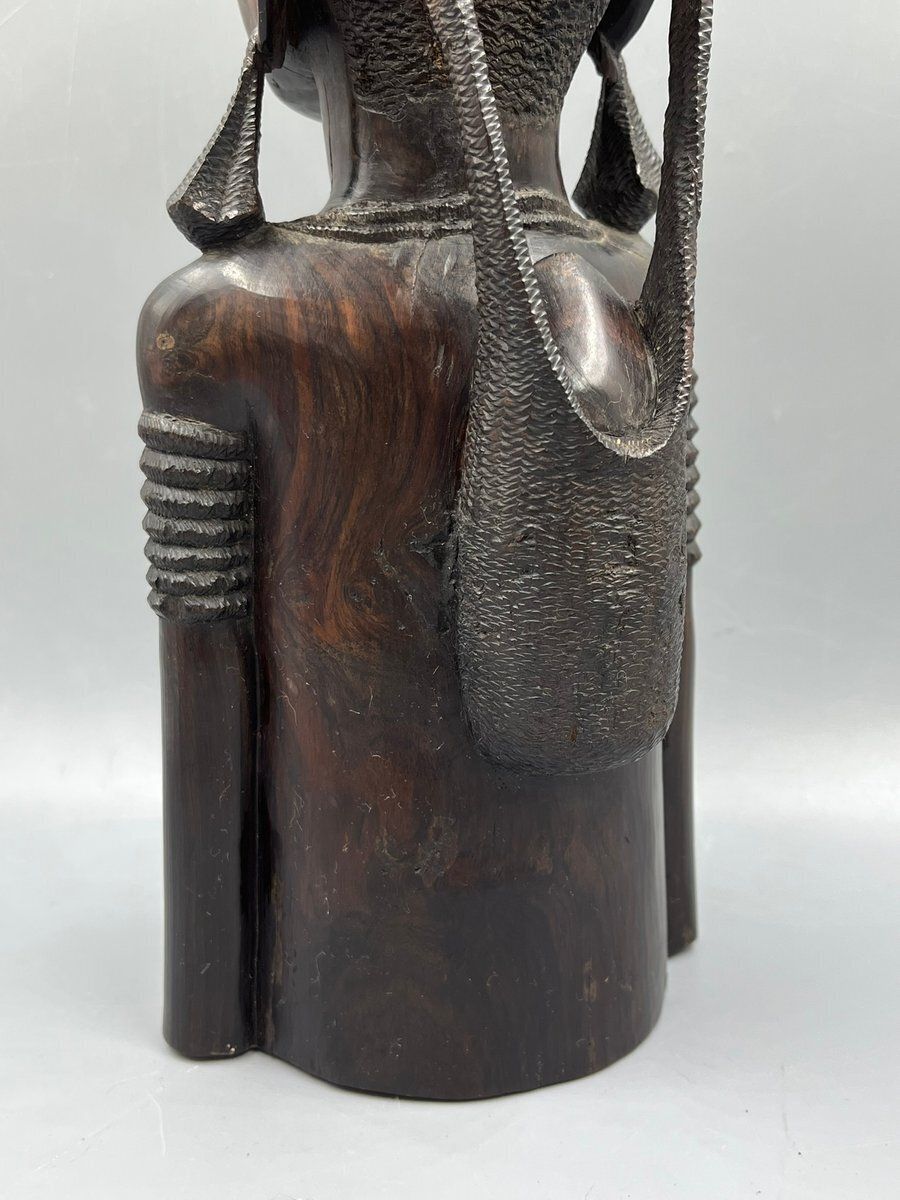 678.0 Heavy Vintage Bust Of An African Woman Made Of Makassar Ebony, 1970s photo