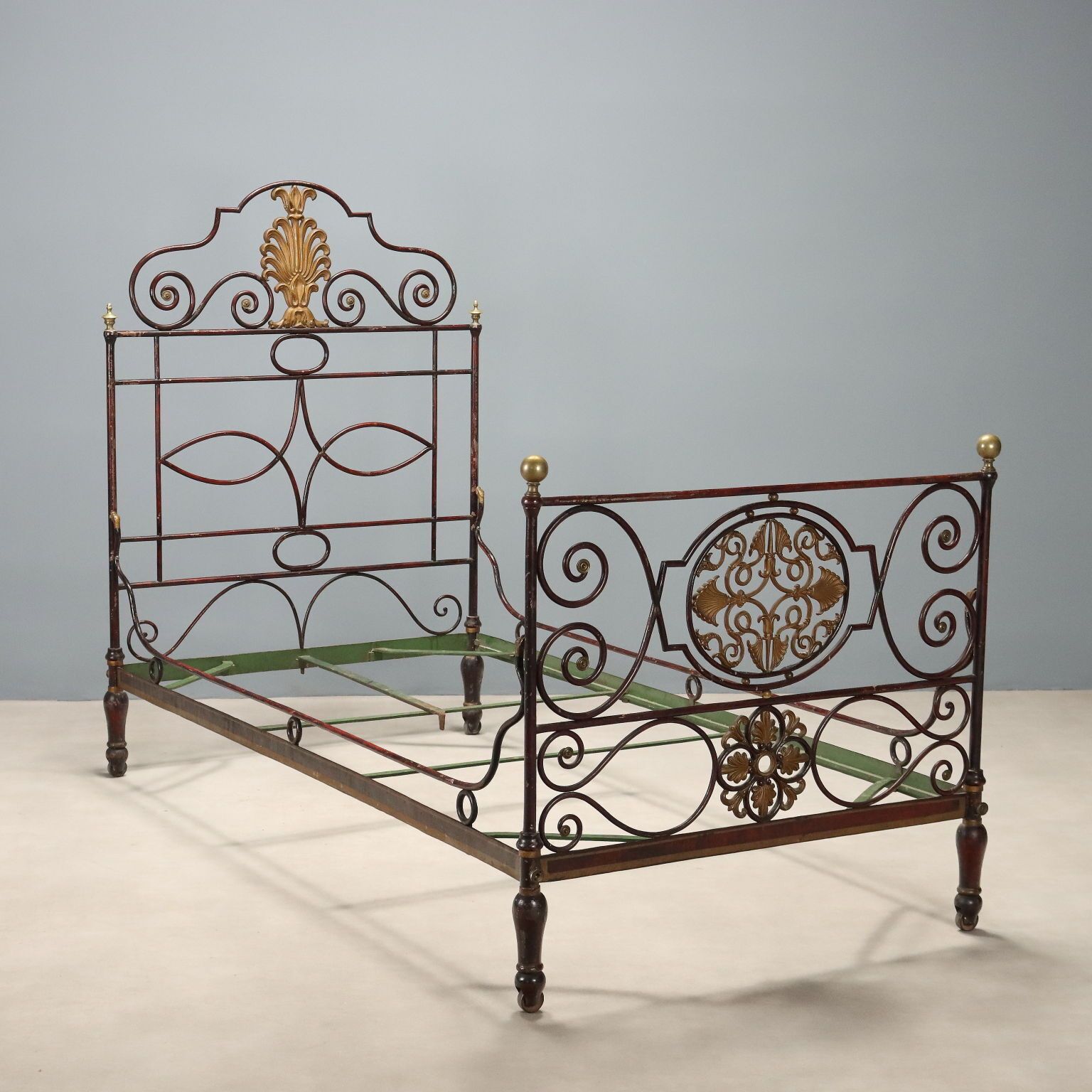 Antique Restoration Bed Second Quarter XIX Century Bronze Iron