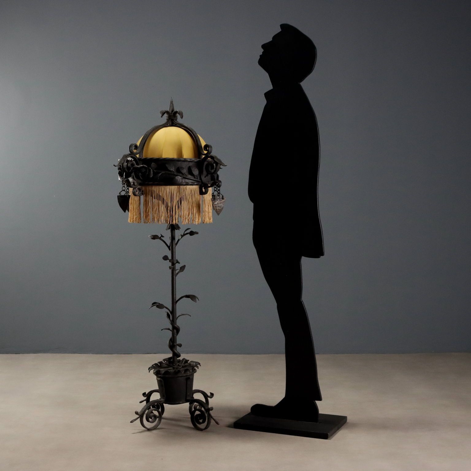 Lamp Art Nouveau Wrought Iron Italy XX Century photo furniture
