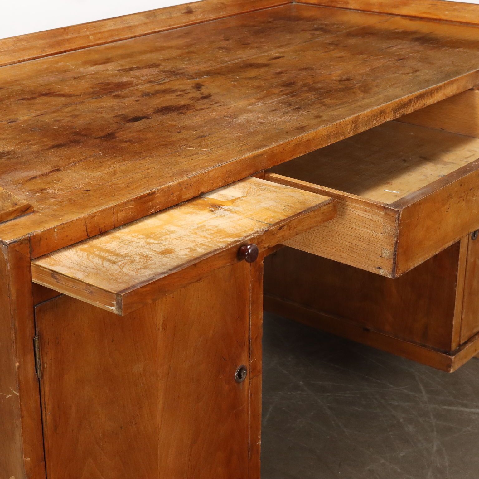 Vintage Writing Desk Walnut Veneer Wood Drawers Italy 1920s photo 1040.0