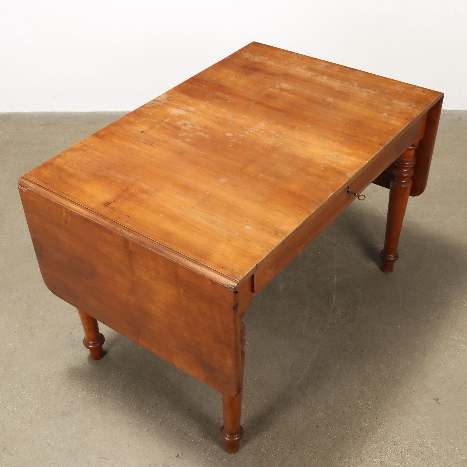 Antique Table Cherrywood Drawer Italy XIX Century photo vintage
