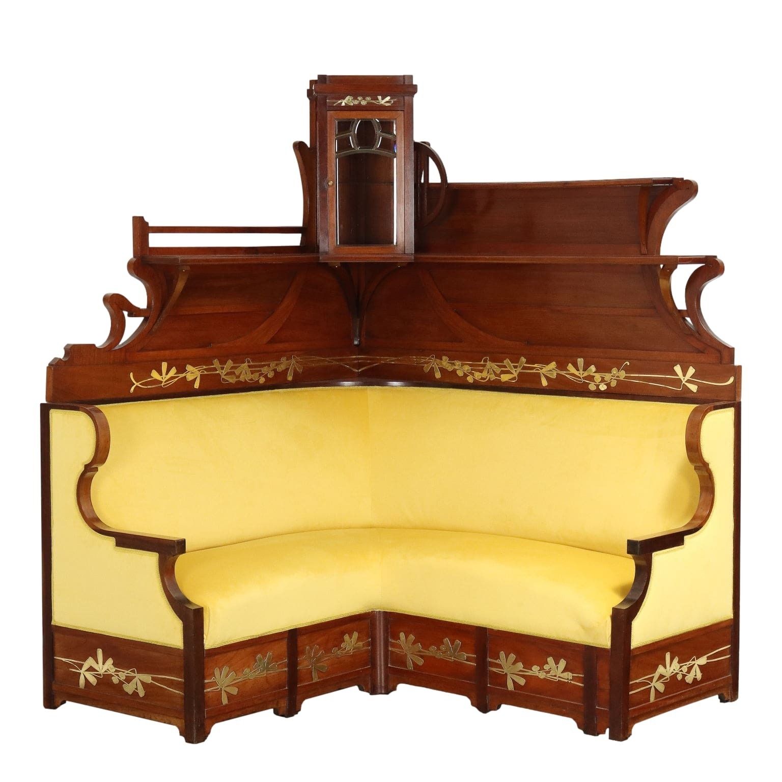 Corner Sofa Art Nouveau Mahogany Oak XIX Century