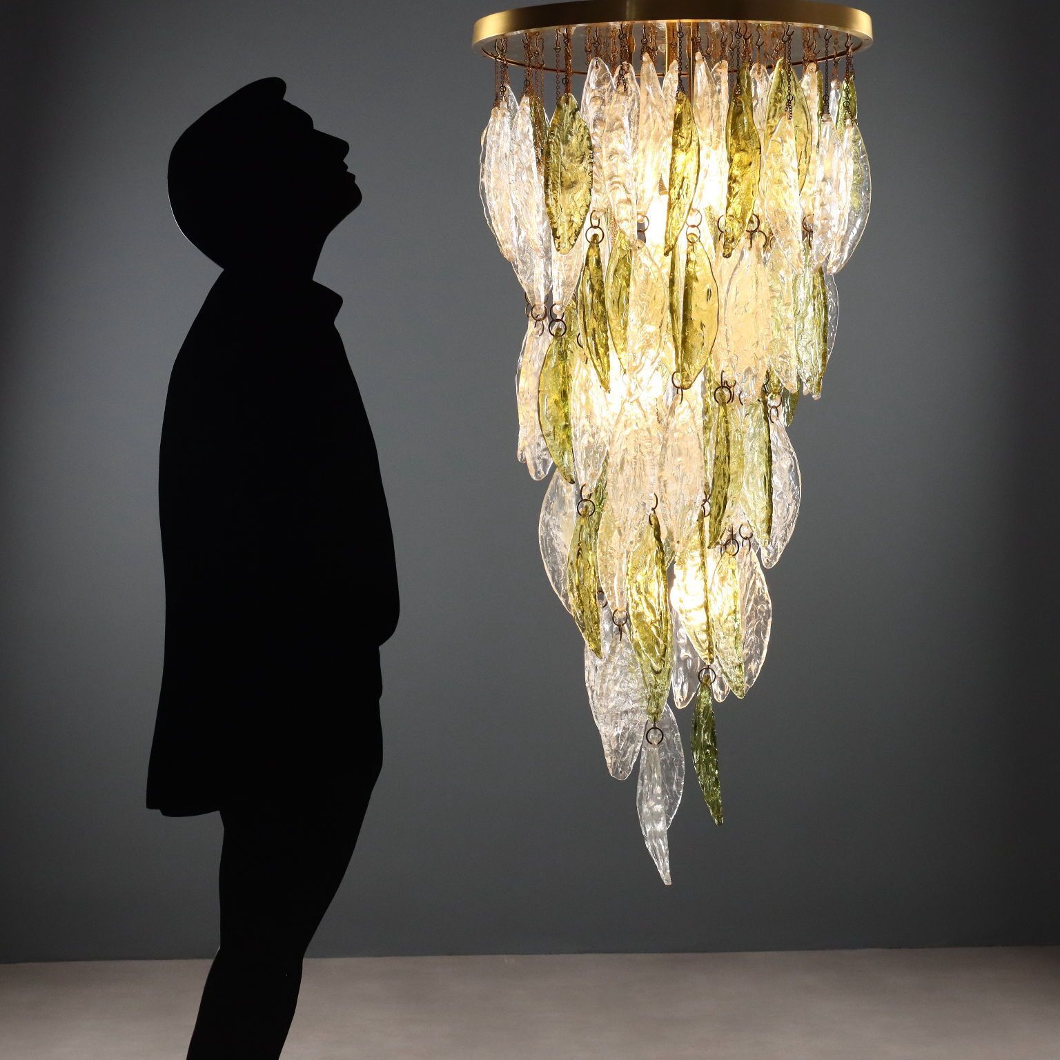 Vintage Chandelier Design Blown Glass Brass Aluminium Italy 1970s photo furniture
