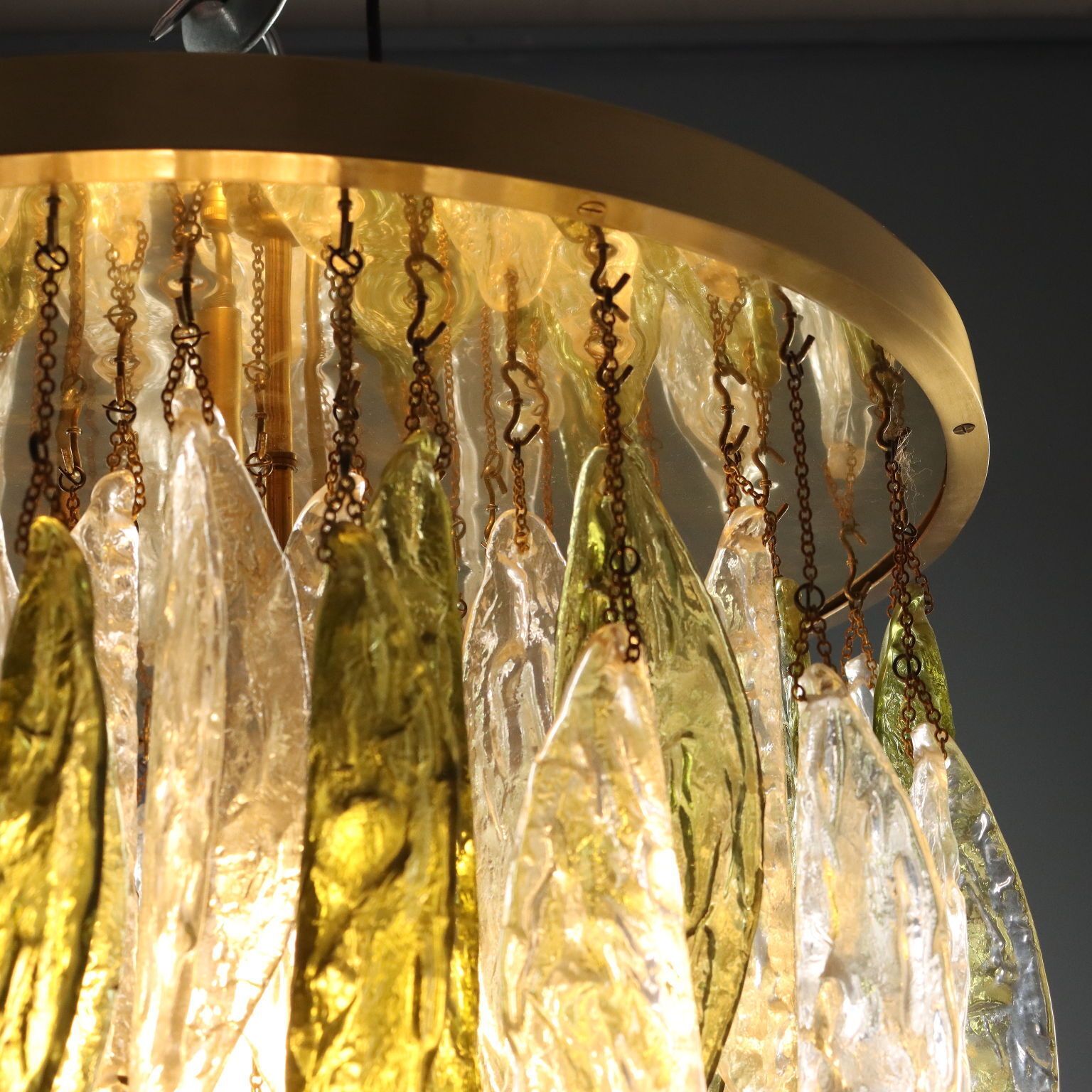 Vintage Chandelier Design Blown Glass Brass Aluminium Italy 1970s photo 1990.0