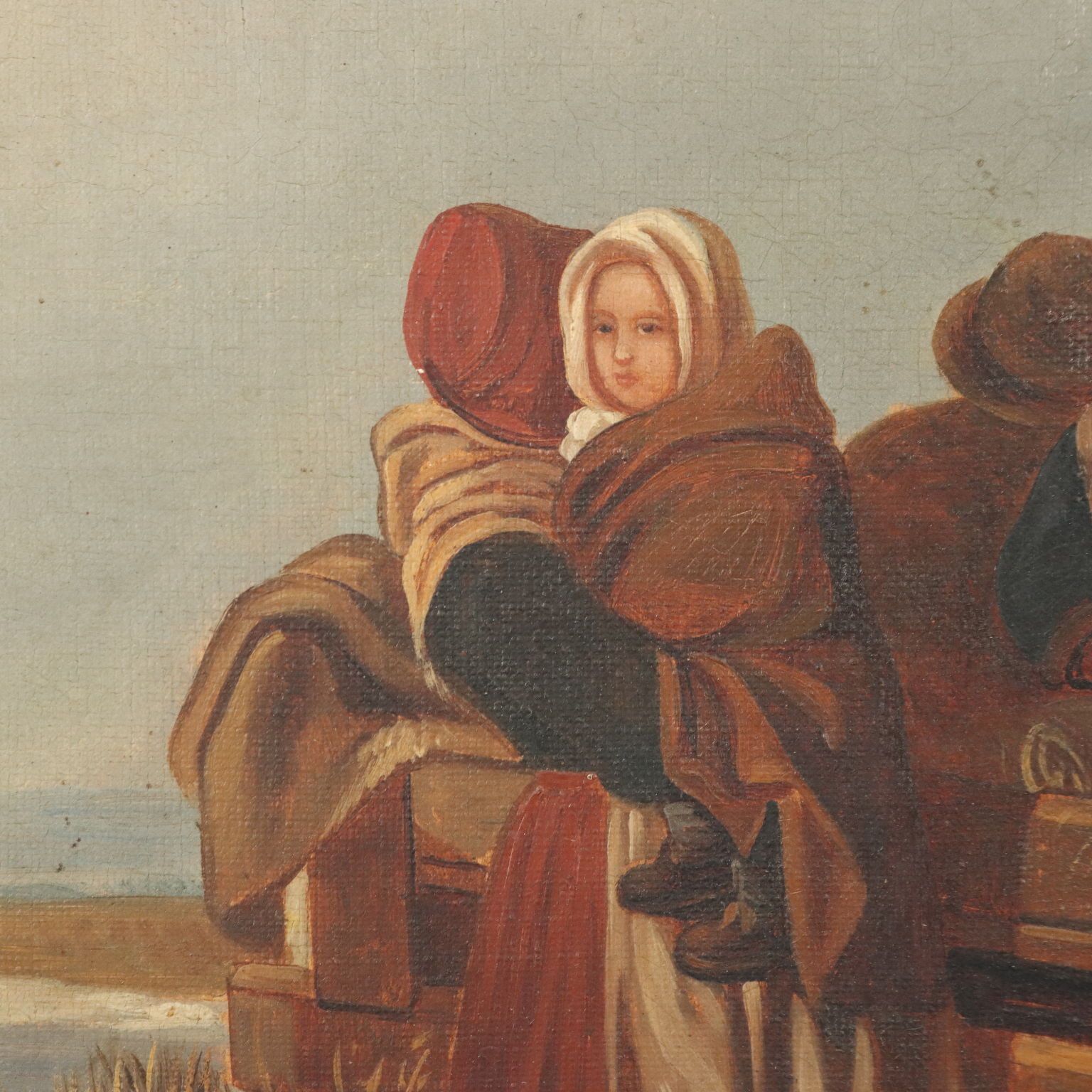 Antique Painting Winter Scene Oil On Canvas Northern Europe 800s photo buy