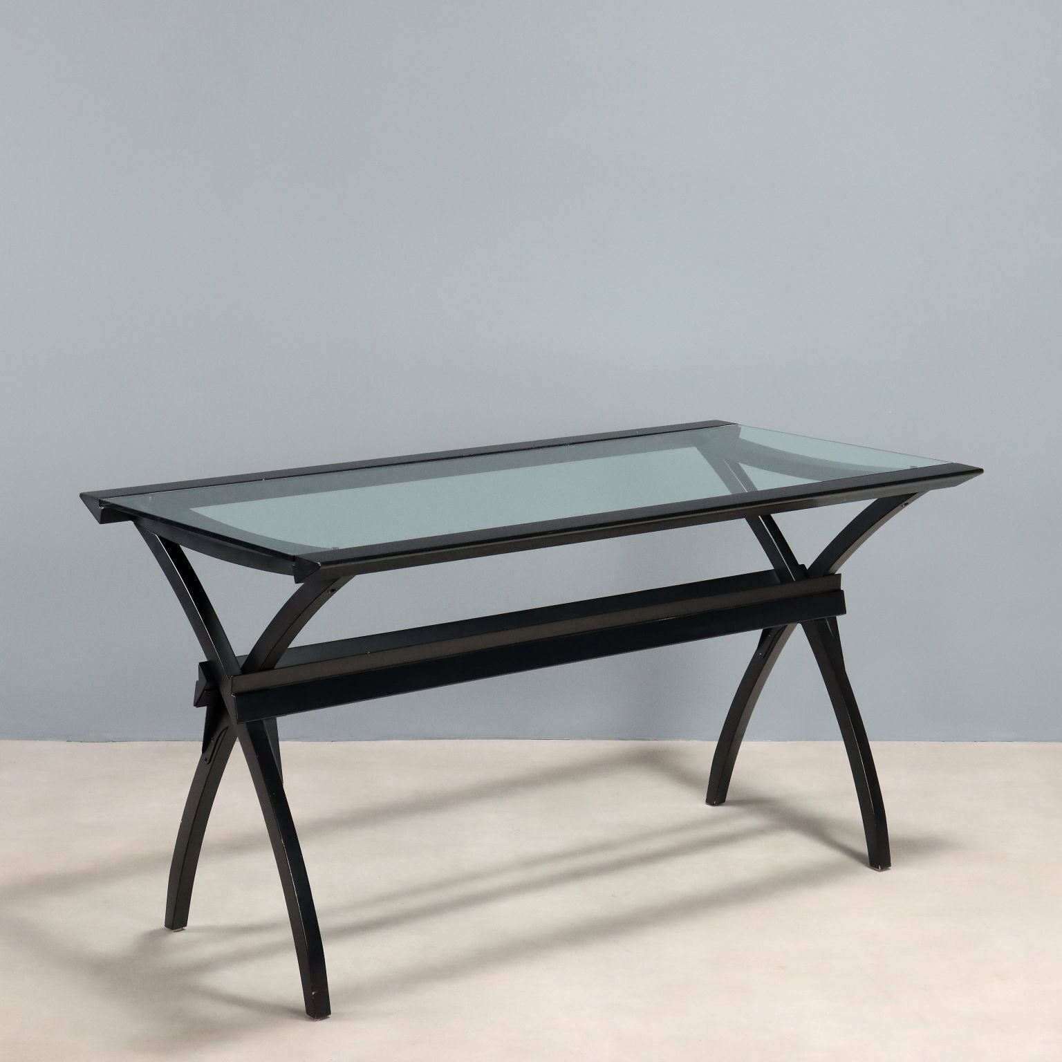 Vintage Cidue Writing Desk Lacquered Wood Glass Design 1980s