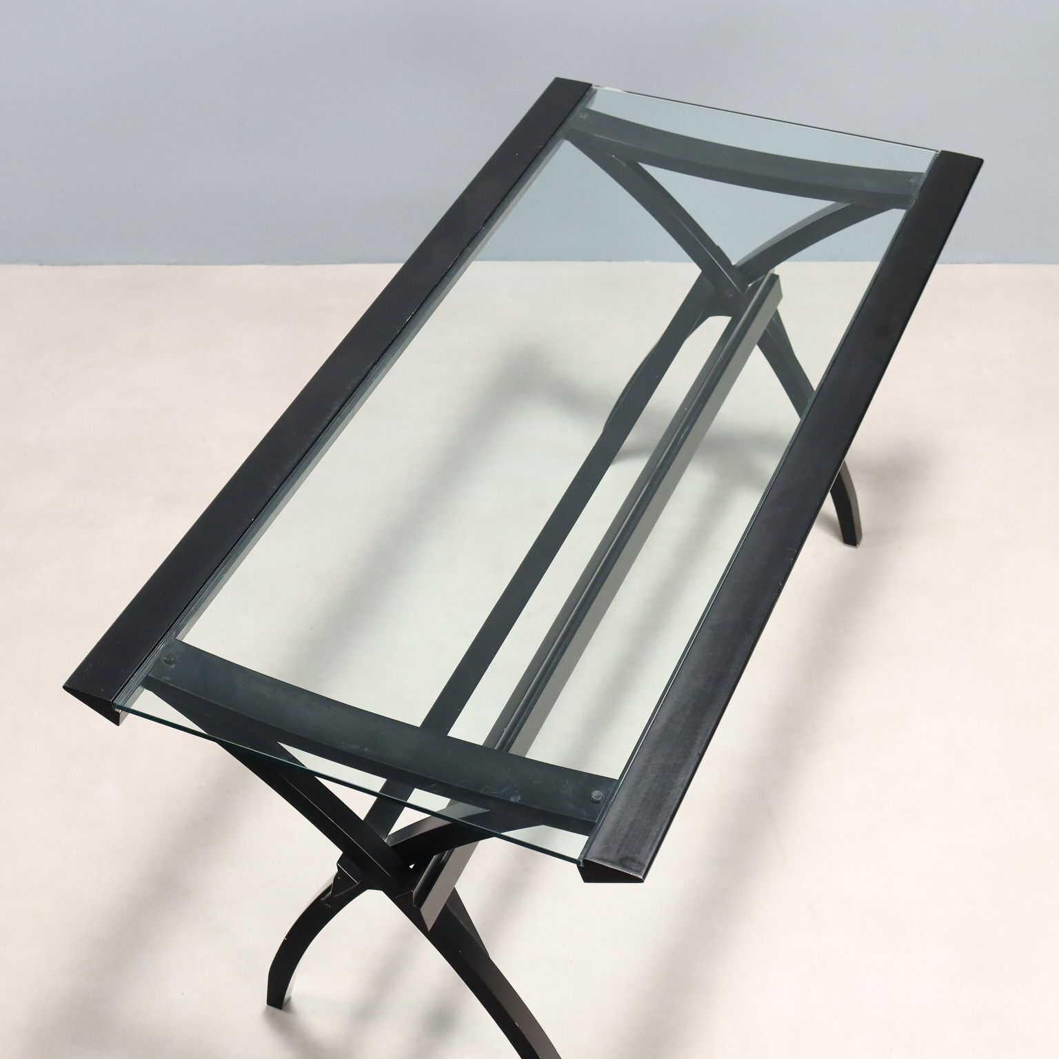 photo furniture Vintage Cidue Writing Desk Lacquered Wood Glass Design 1980s