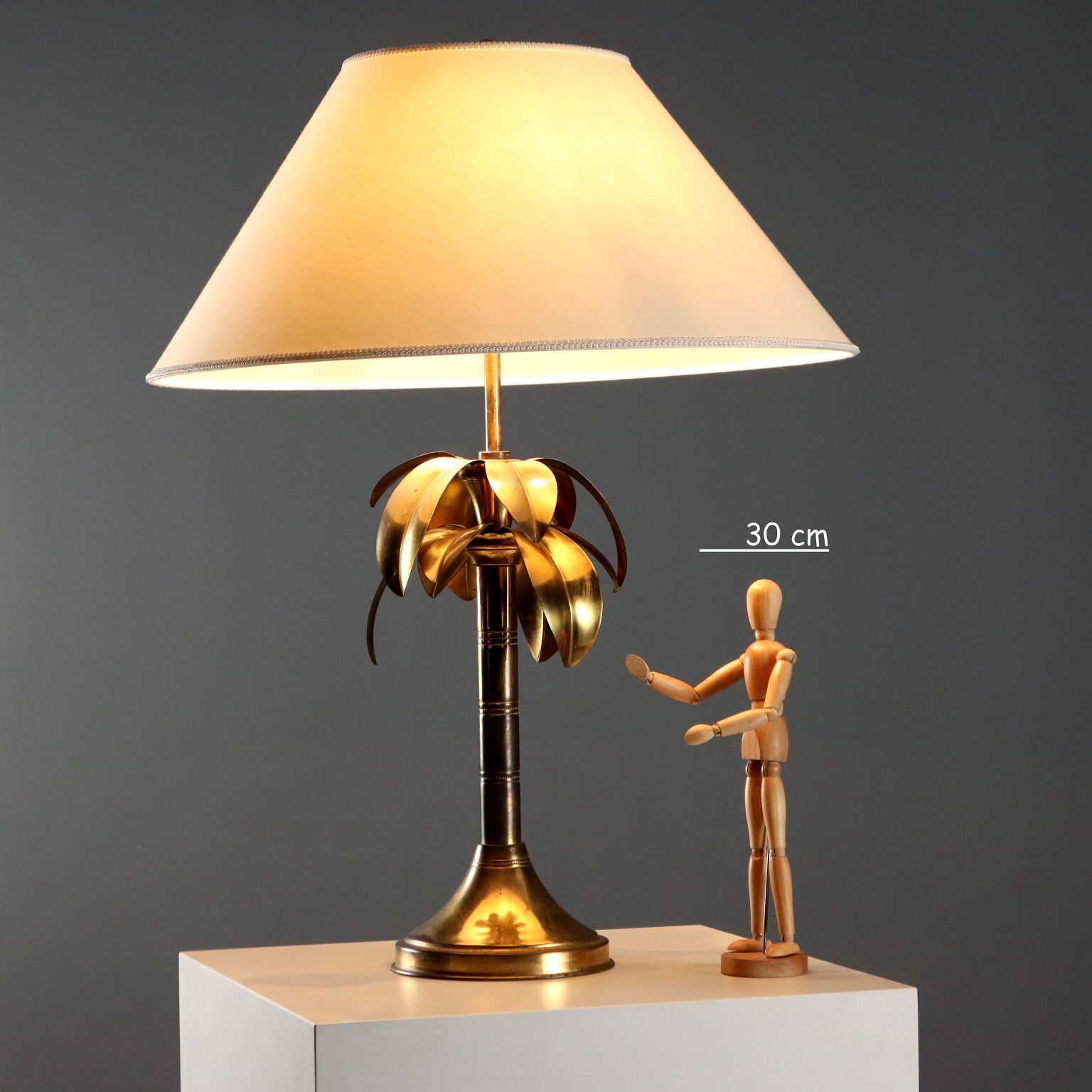 Vintage lamp messing stof design Italië jaren 1970 photo furniture
