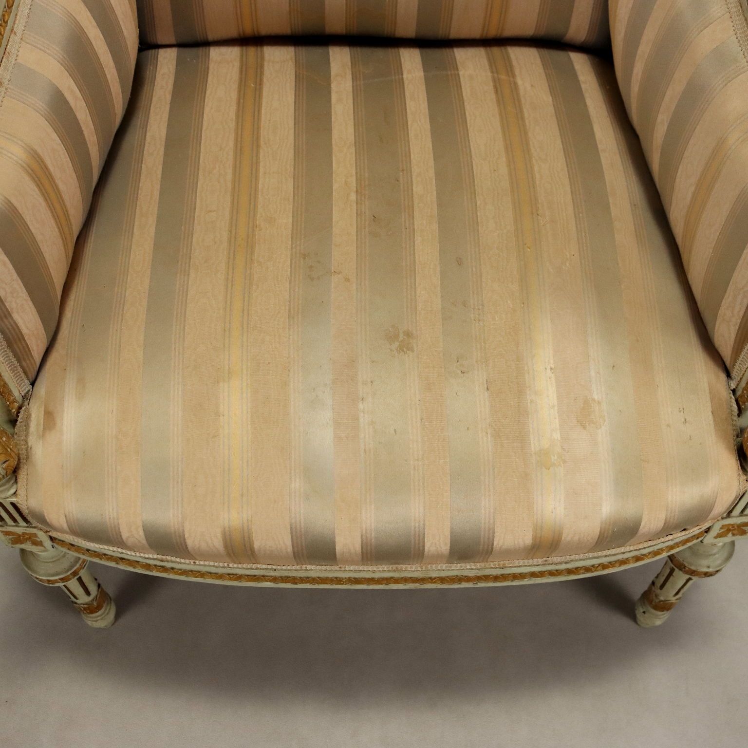 Antique Armchairs Carved Lacquered Wood Fabric XIX Century photo Furniture