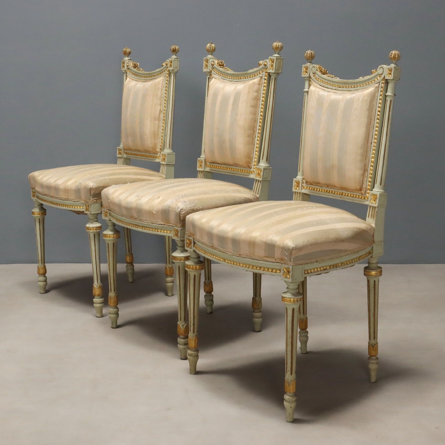 Chairs Neoclassical Style Lacquered Carved Wood XIX Century photo Furniture