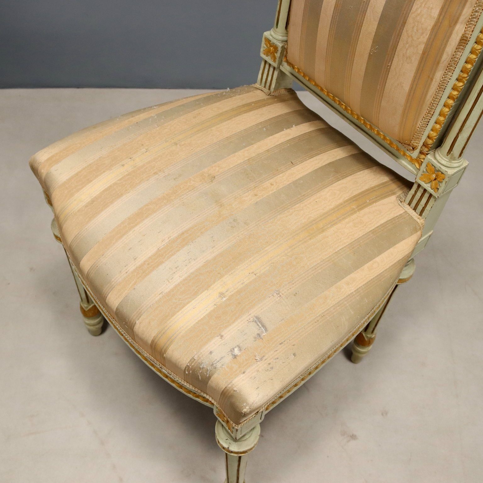 Chairs Neoclassical Style Lacquered Carved Wood XIX Century photo vintage