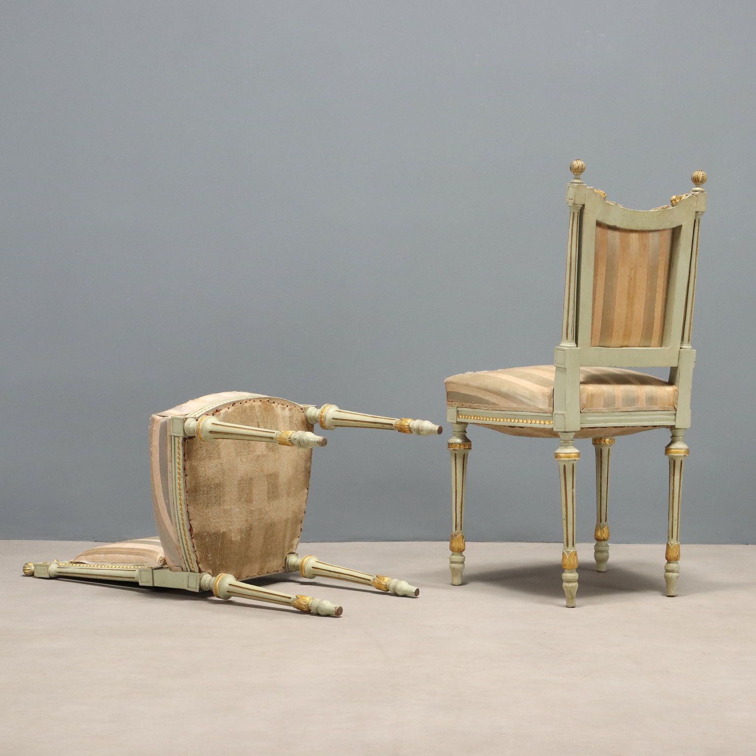 photo furniture Chairs Neoclassical Style Lacquered Carved Wood XIX Century