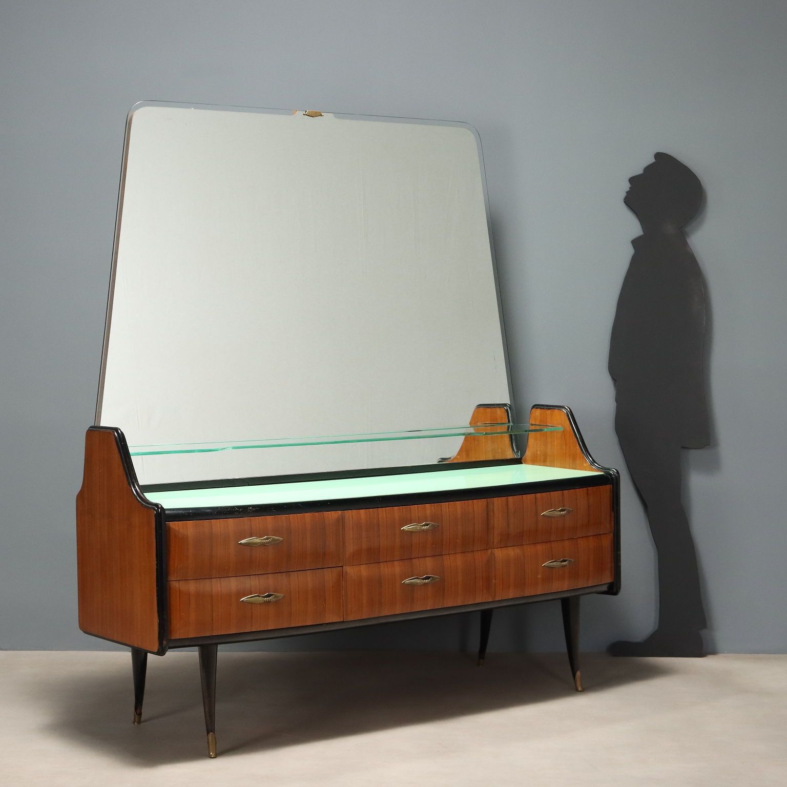 Vintage Chest Of Drawers Exotic Wood Glass Design Italy 1950s 60s photo for sale