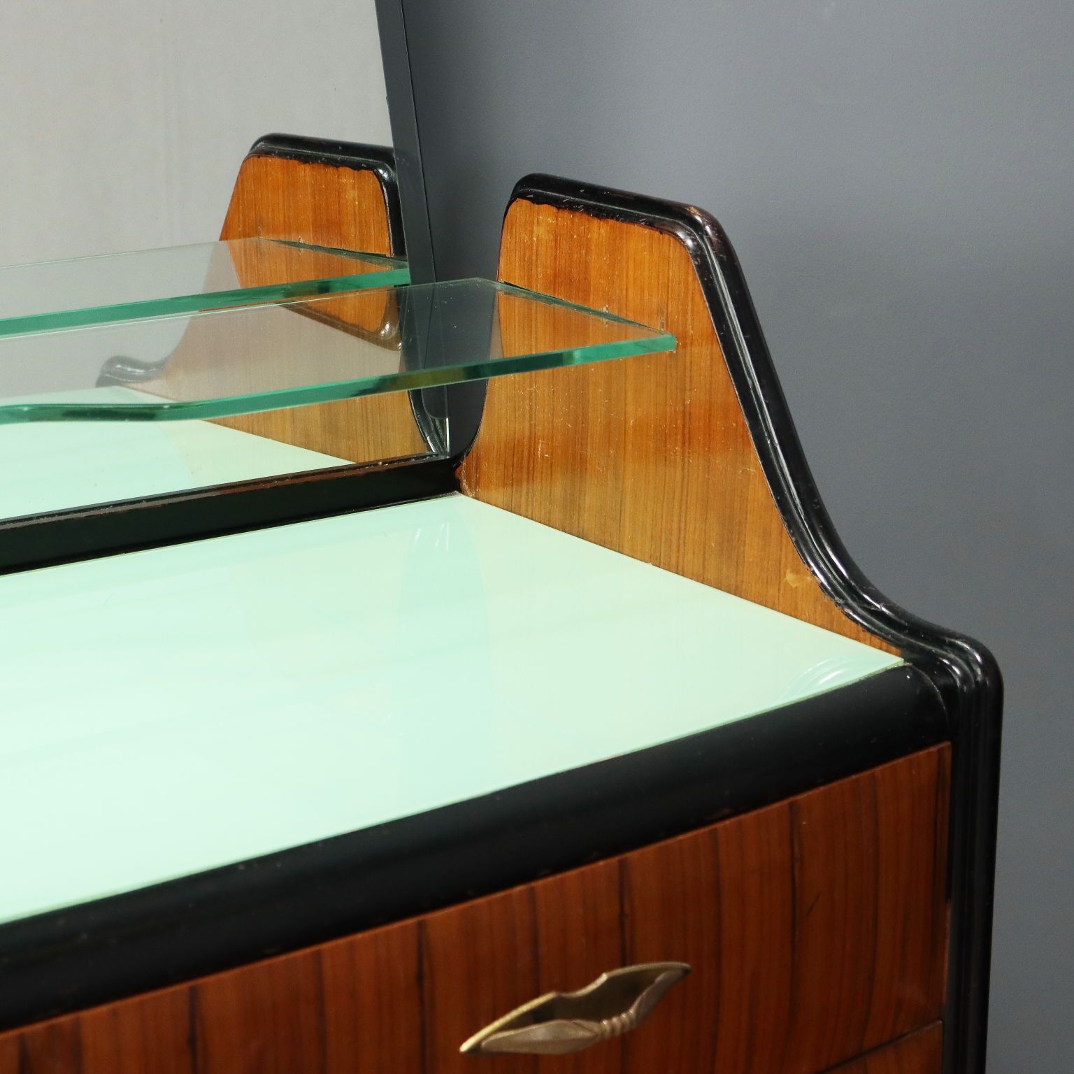 Vintage Chest Of Drawers Exotic Wood Glass Design Italy 1950s 60s photo vintage