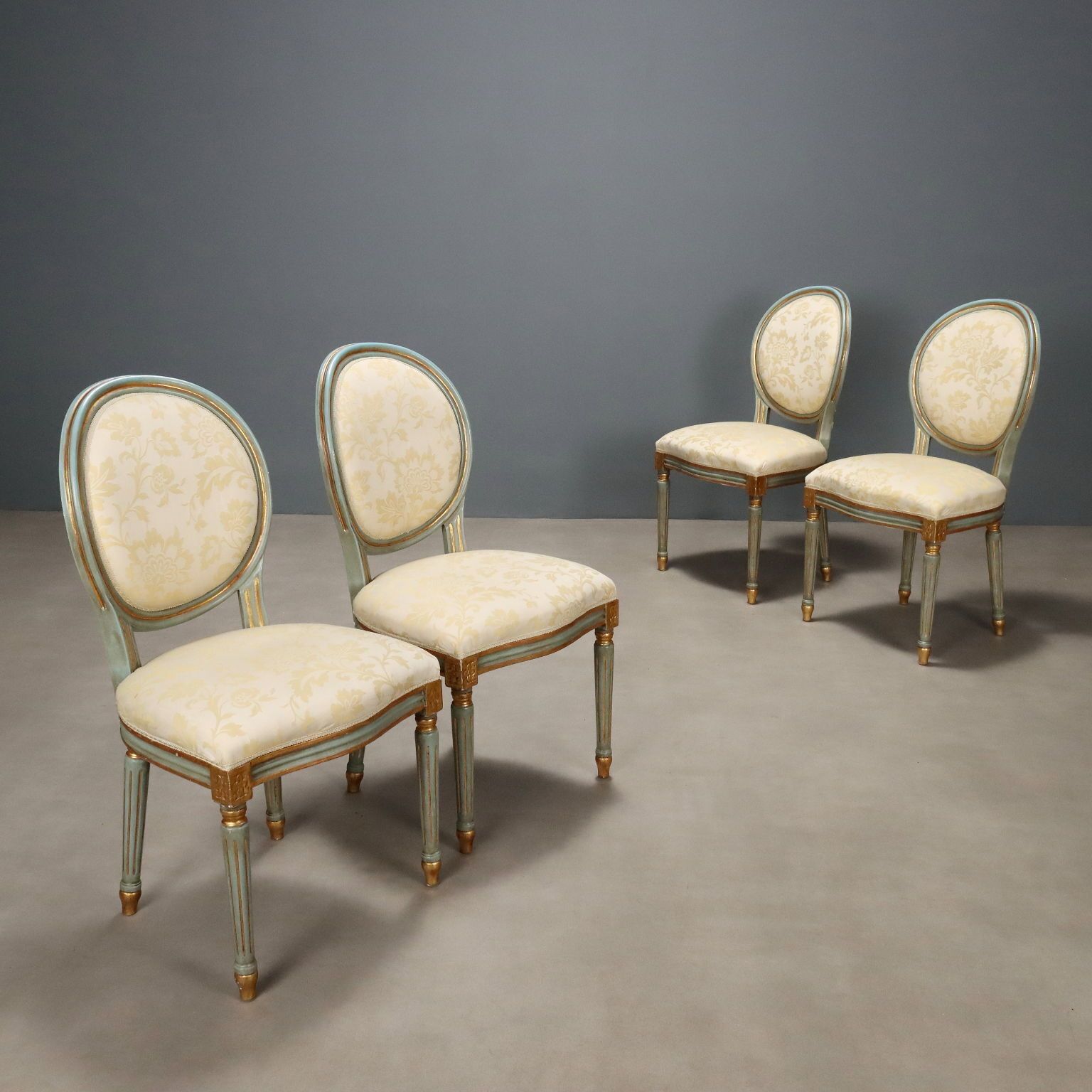 Stoelen Neoclassicistische Stijl Gelakt Hout Italië XX Eeuw