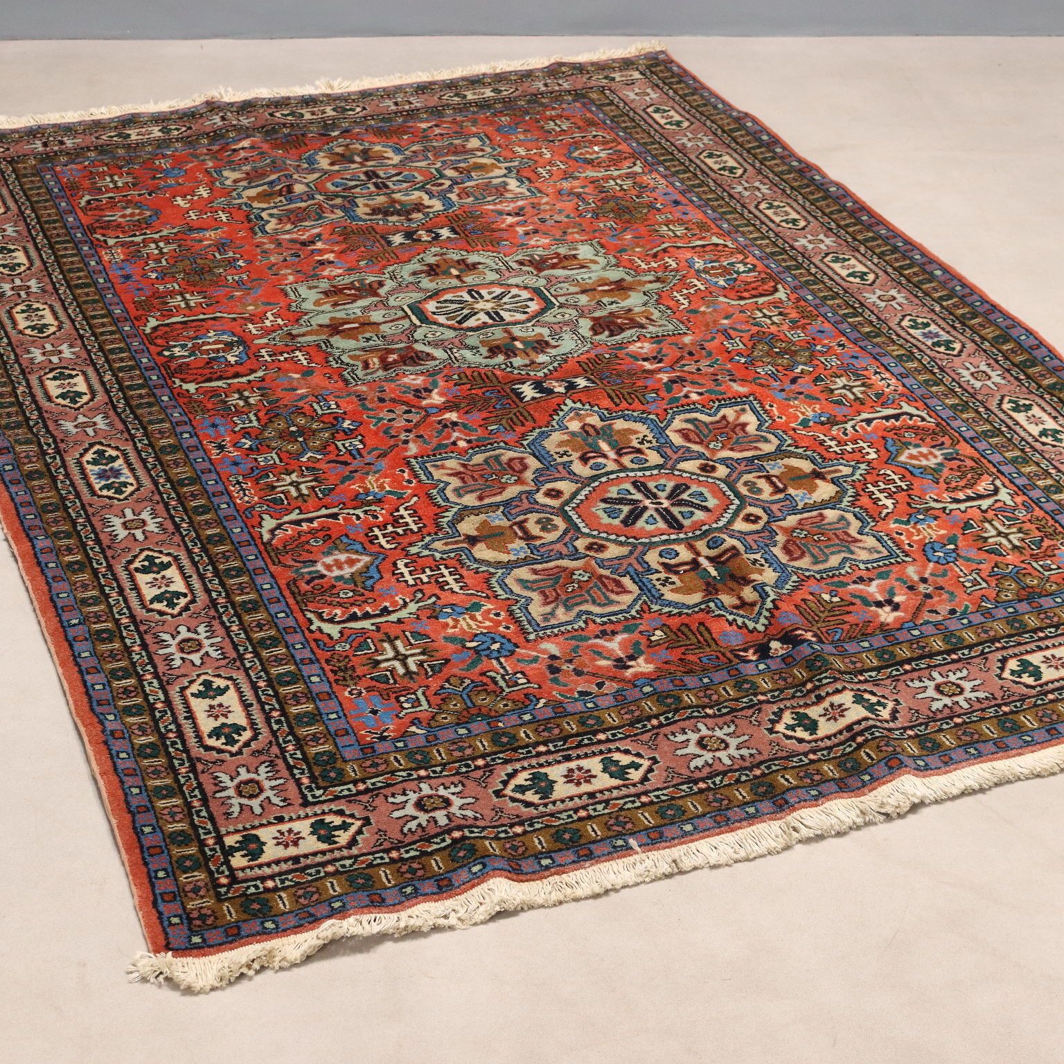 Tapis d'époque asiatique en coton et laine, nœuds fins, 75 x 53 in
