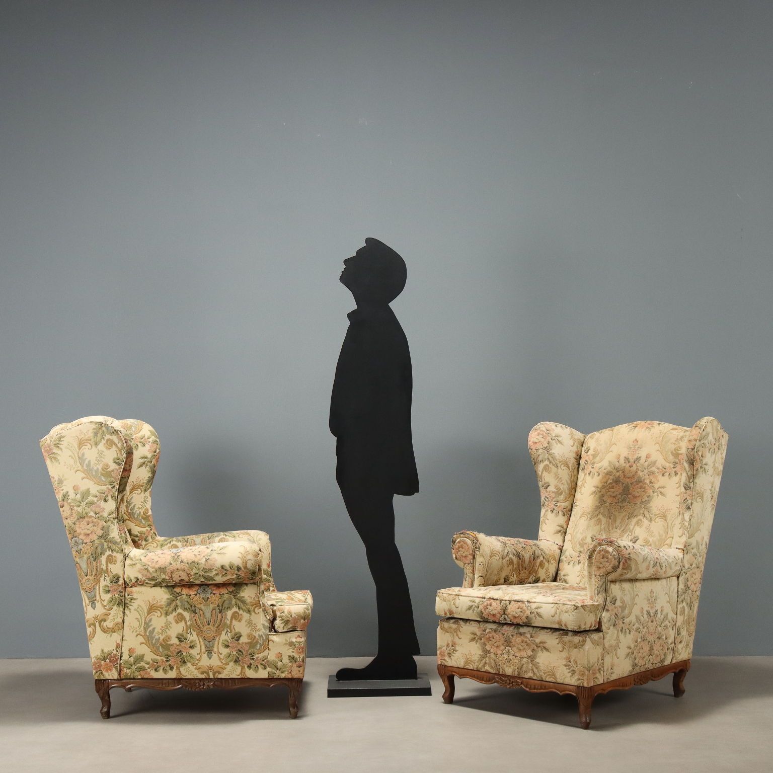 Antique Bergere Armchairs Beech Fabric Italy XX Century photo for sale