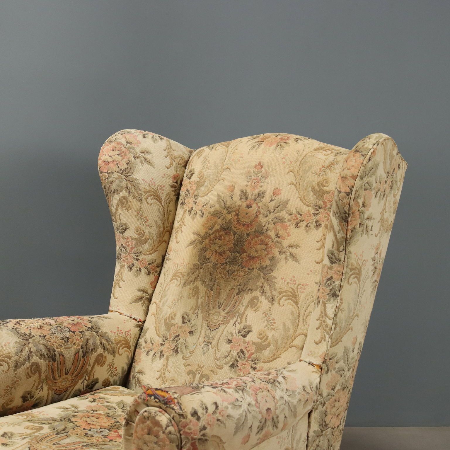 Antique Bergere Armchairs Beech Fabric Italy XX Century photo vinterior
