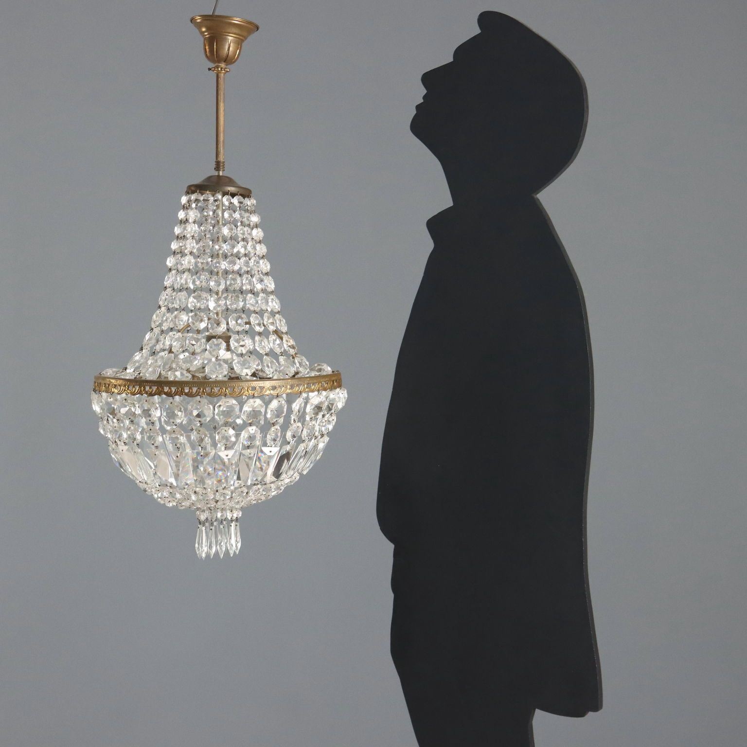 Antieke Kroonluchter Metaal Glas Italië 19e Eeuw photo furniture