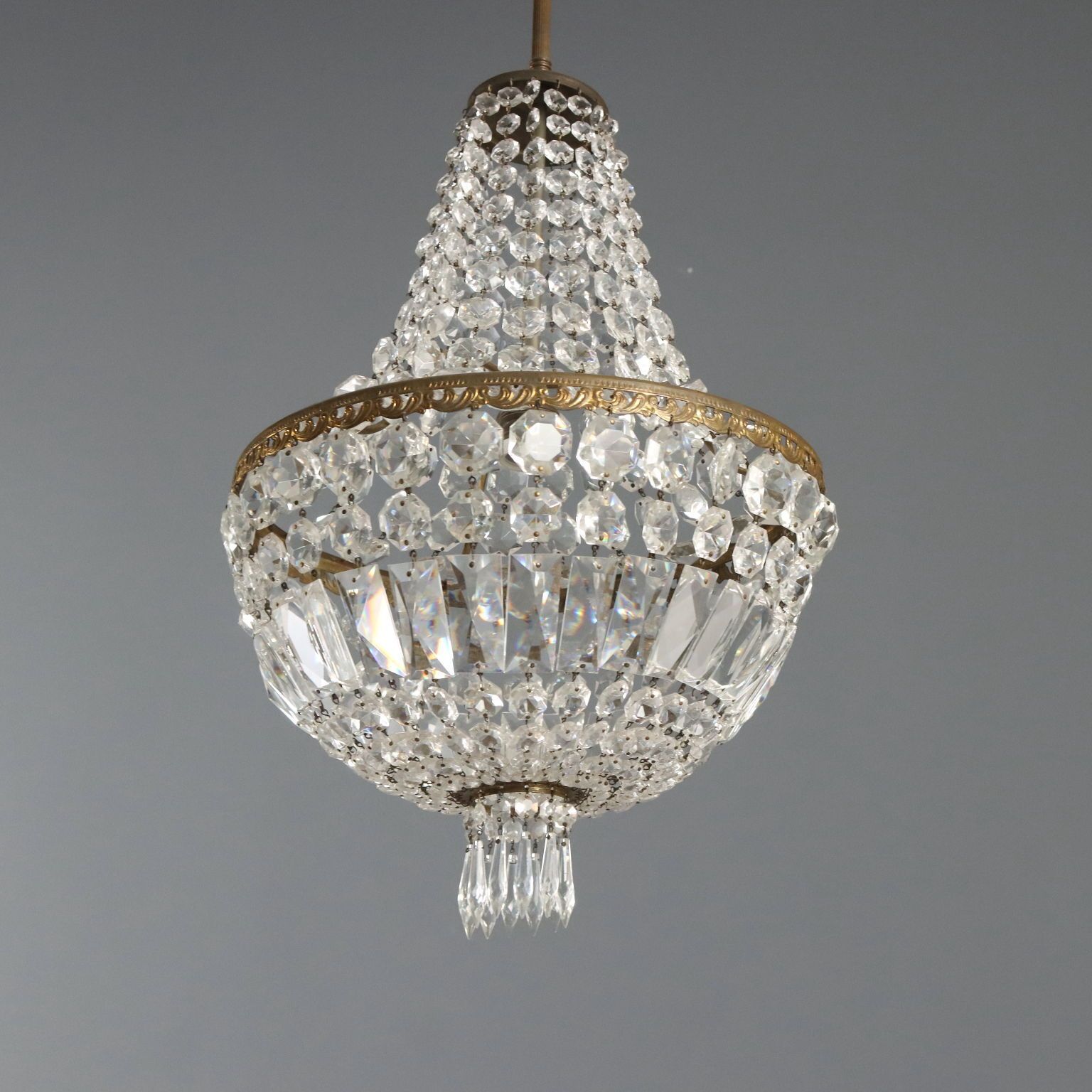 Lustre d'époque en métal et verre, Italie, XIXe siècle photo vintage