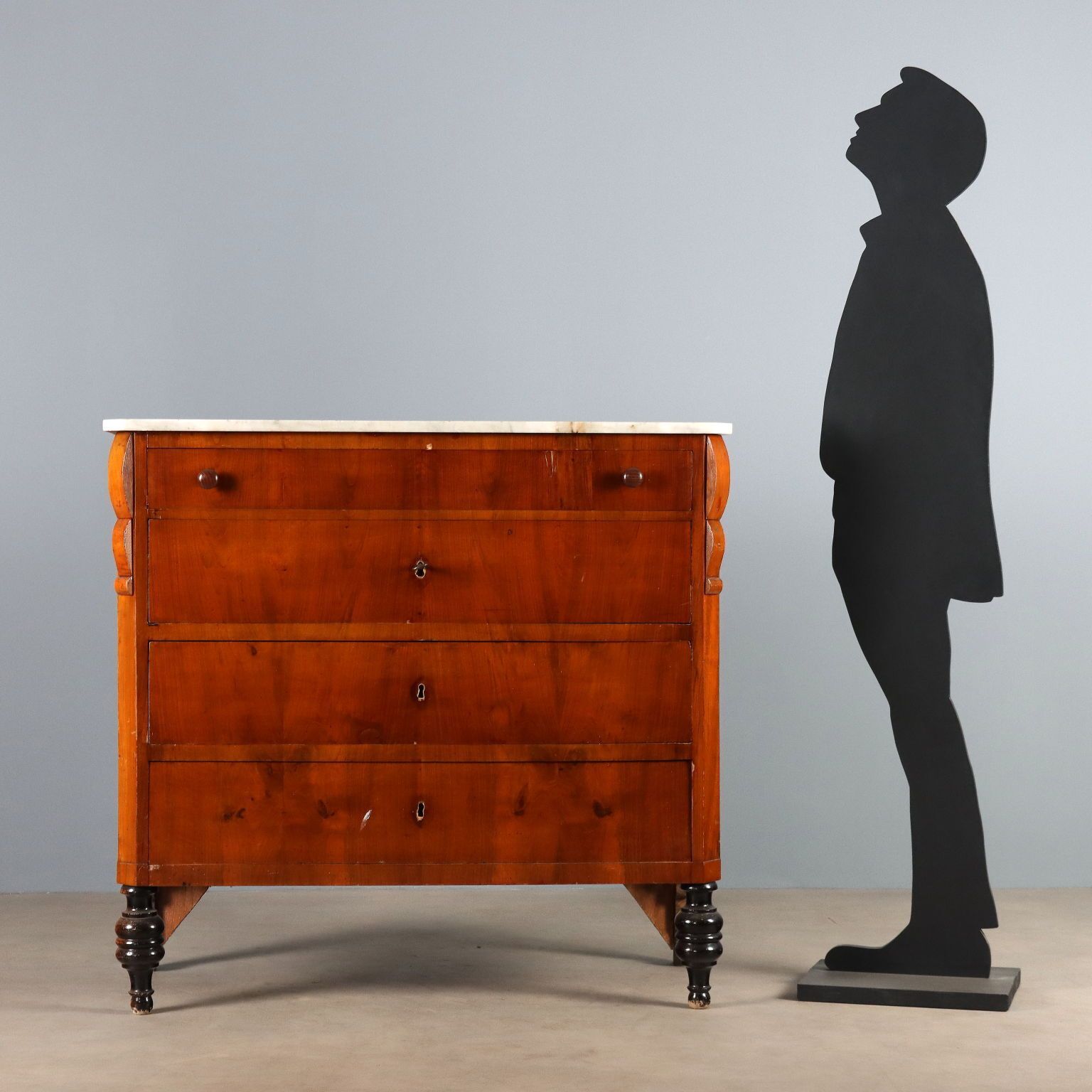 Antique Chest Of Drawers Mahogany Marble 4 Drawers XIX Century photo for sale