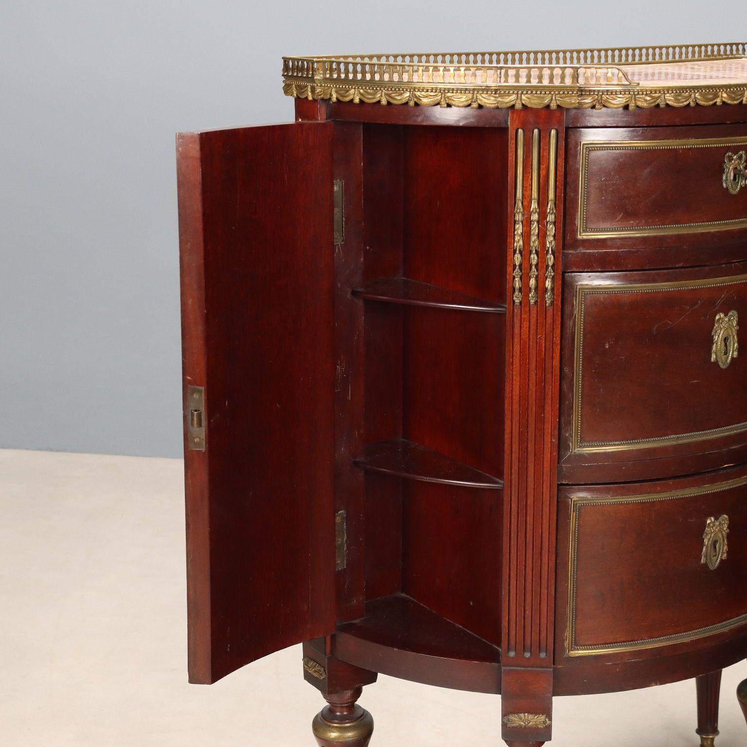 Antique Demi Lune Cupboard Mahogany 3 Drawers XIX Century photo Furniture