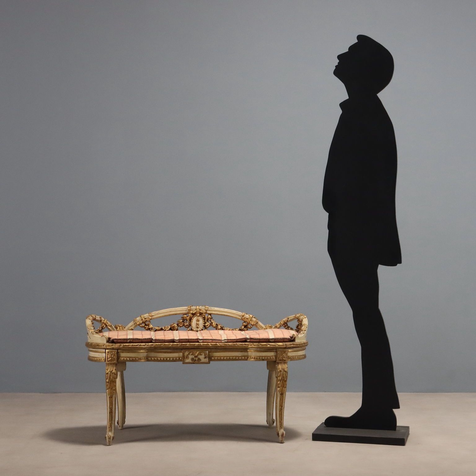 Bench Neoclassical Style Lacquered Gilded Wood '800 photo for sale