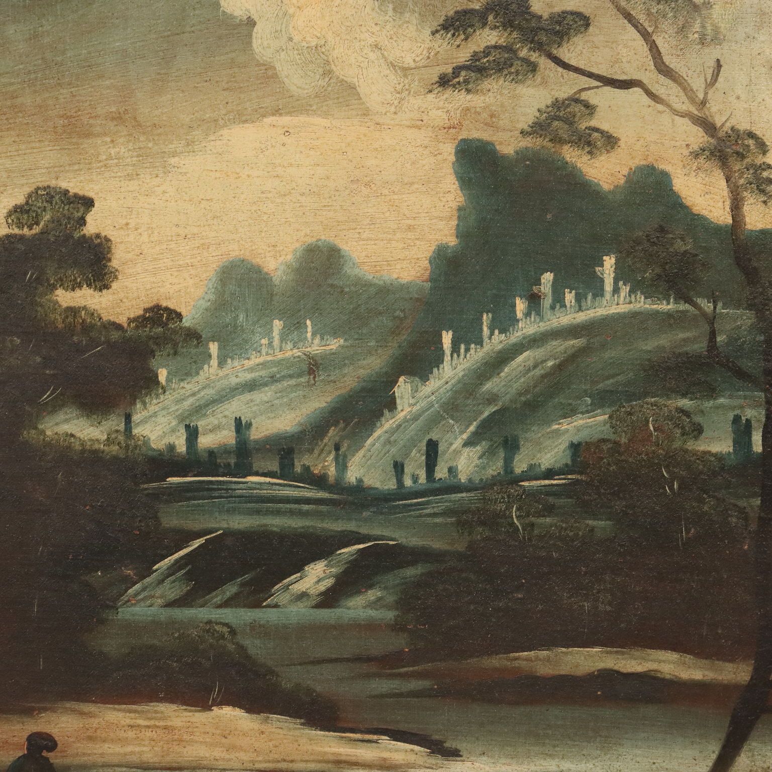 photo furniture Antique Painting Architectural Landscape Oil On Canvas XVIII Century