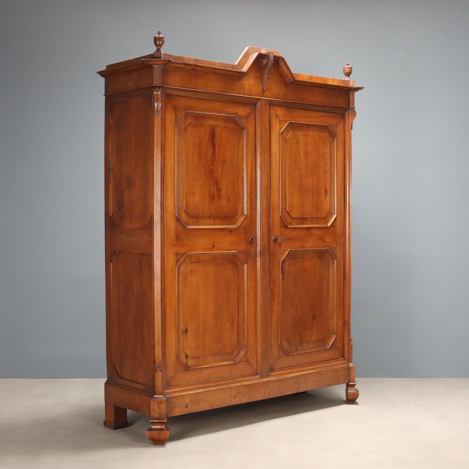 Antique Wardrobe Umbertino Walnut Poplar Italy XIX Century