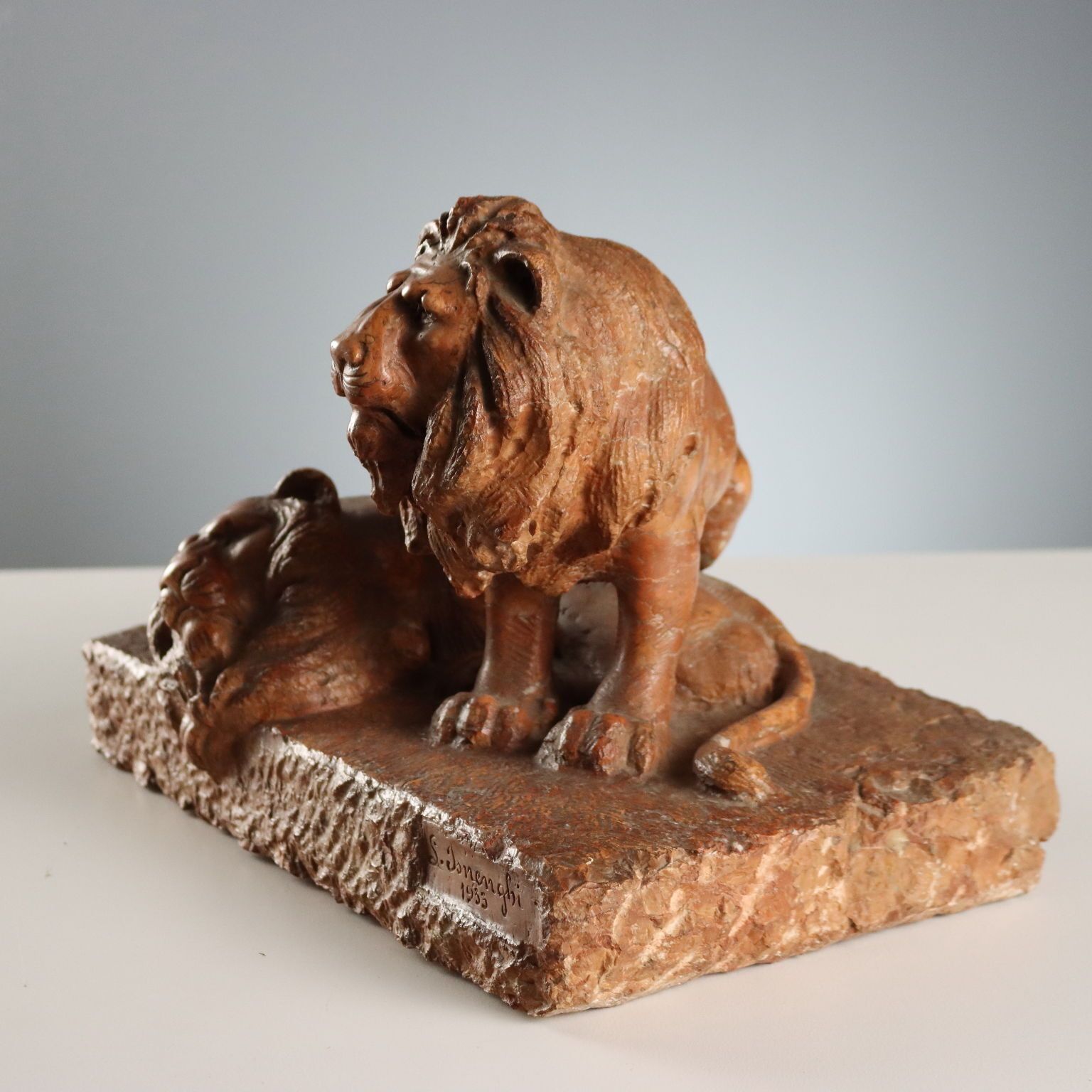 Antiek sculptuur marmeren leeuwen Italië XX eeuw photo 1140.0