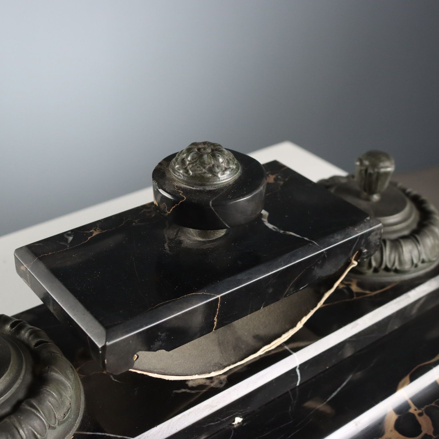 Antique Writing Desk Set Marble Metal Italy XIX XX Century photo for sale