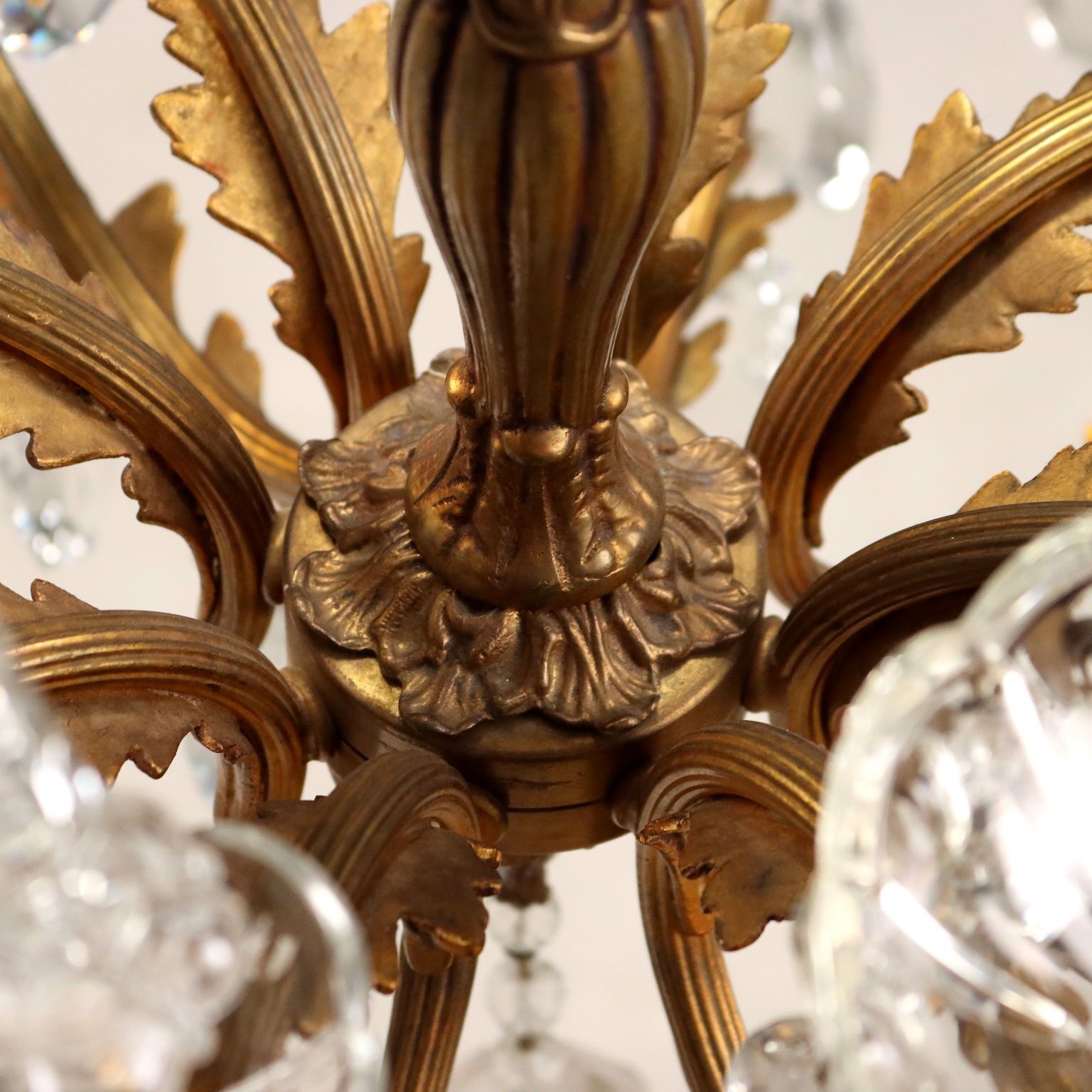 photo for sale Antique Chandeliers Gilded Bronze Glass 12 Lights XX Century