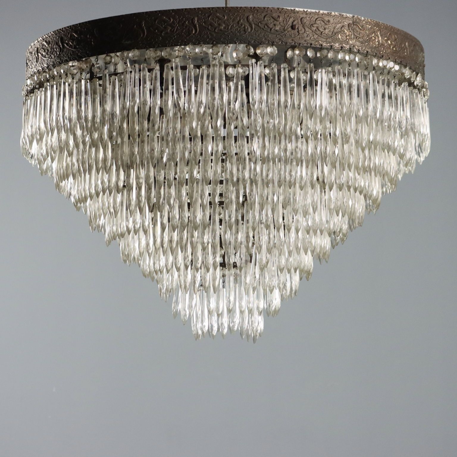 Antique Chandelier Empire Style Glass Metal Italy XX Century