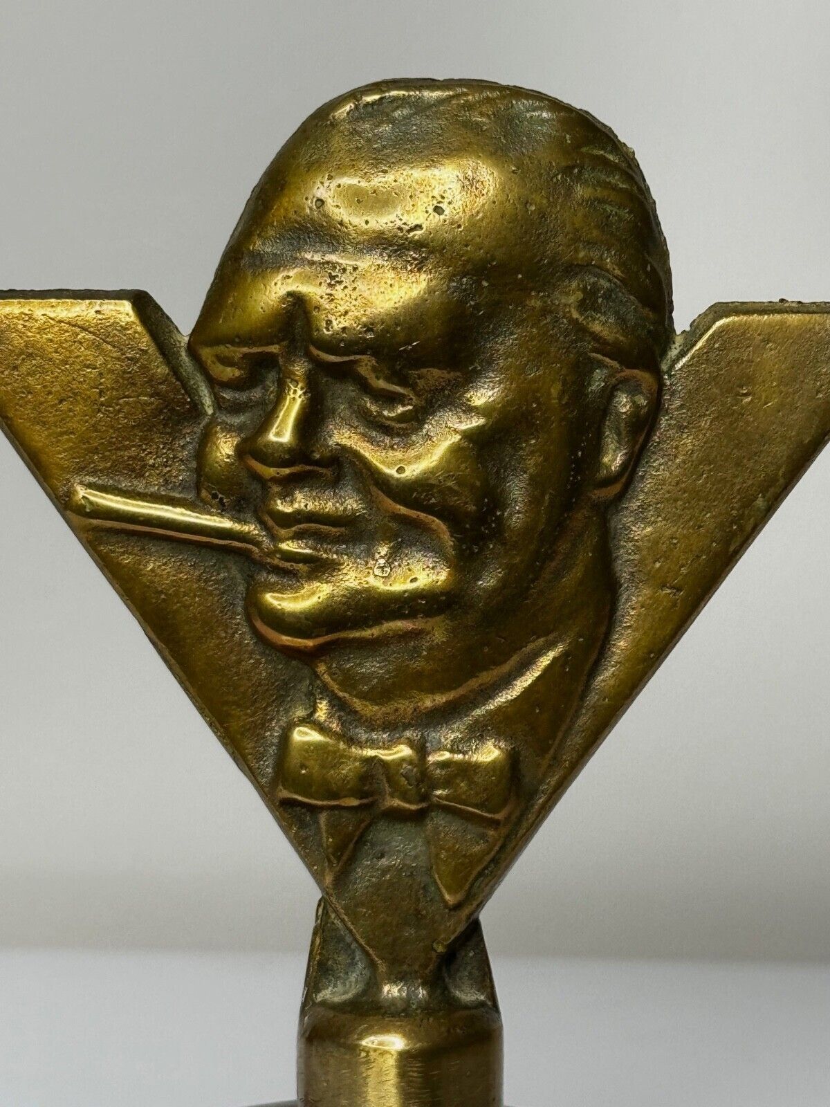 Historic Ww2 Small Winston Churchill V For Victory Bronze Car Mascot Sculpture photo 3000.0