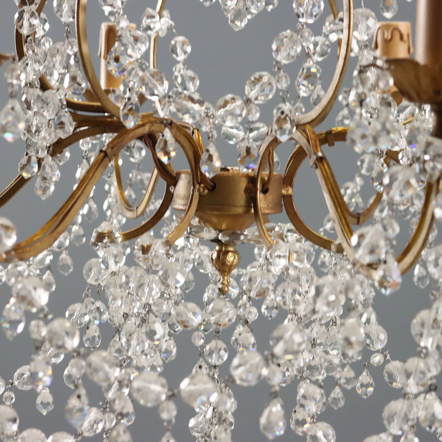 Antique Chandelier Gilded Iron And Metal Italy XX Century photo 450.0