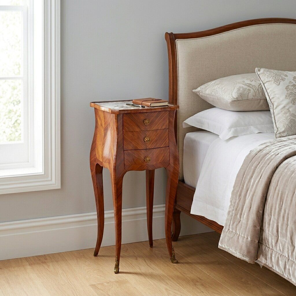 Antiek Nachtkastje Louis XV Eiken Bois de Rose Fineer 19e Eeuw photo furniture