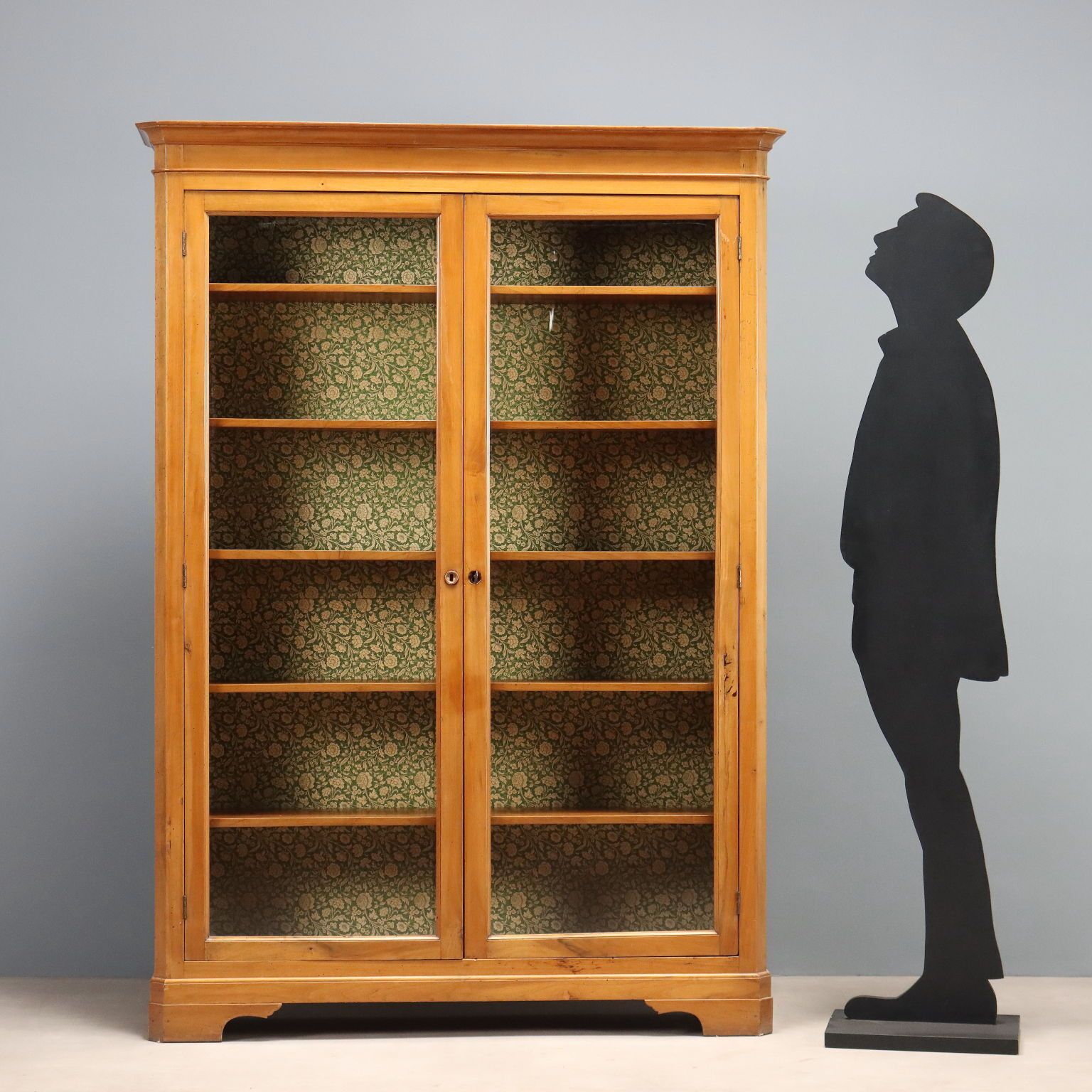 Antique Bookcase Walnut Fir Glass 5 Shelves Italy XIX Century photo for sale