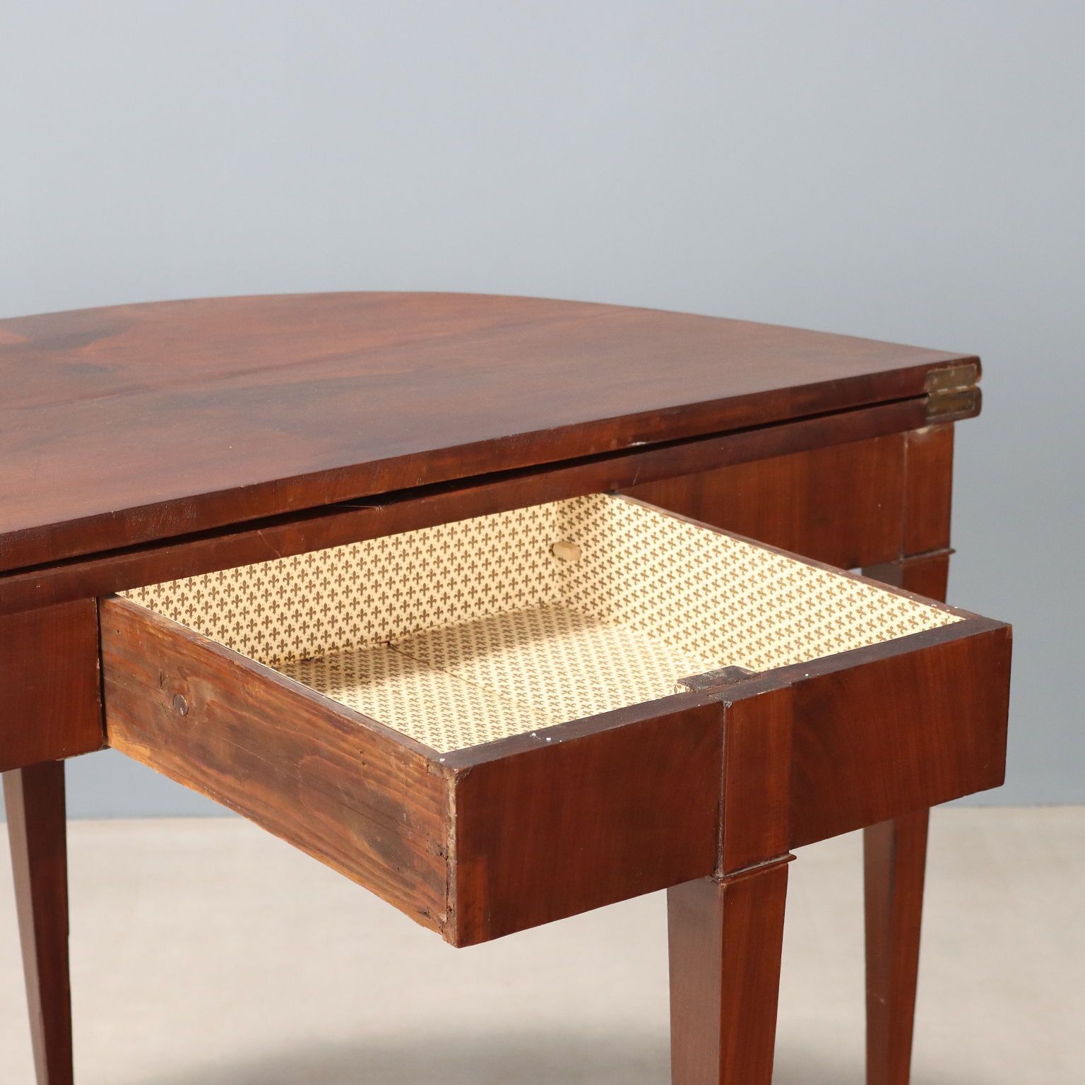 Antieke Halfronde Console Mahonie Openbaar Blad 19e Eeuw photo vintage
