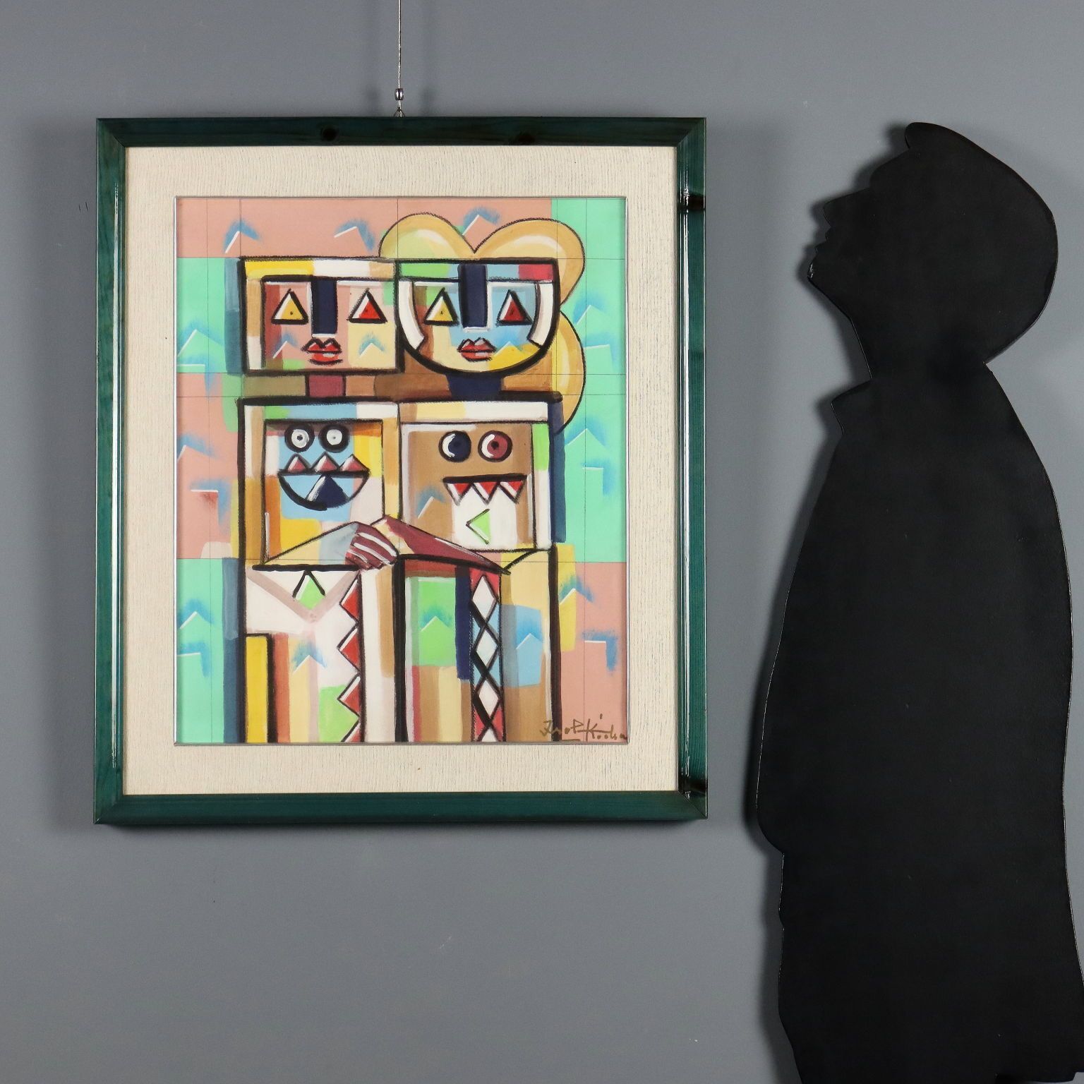 Contemporary Painting Signed Ibrahim Kodra Oil On Canvas photo furniture