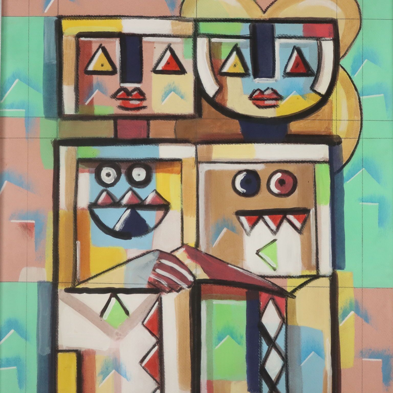 Contemporary Painting Signed Ibrahim Kodra Oil On Canvas photo for sale