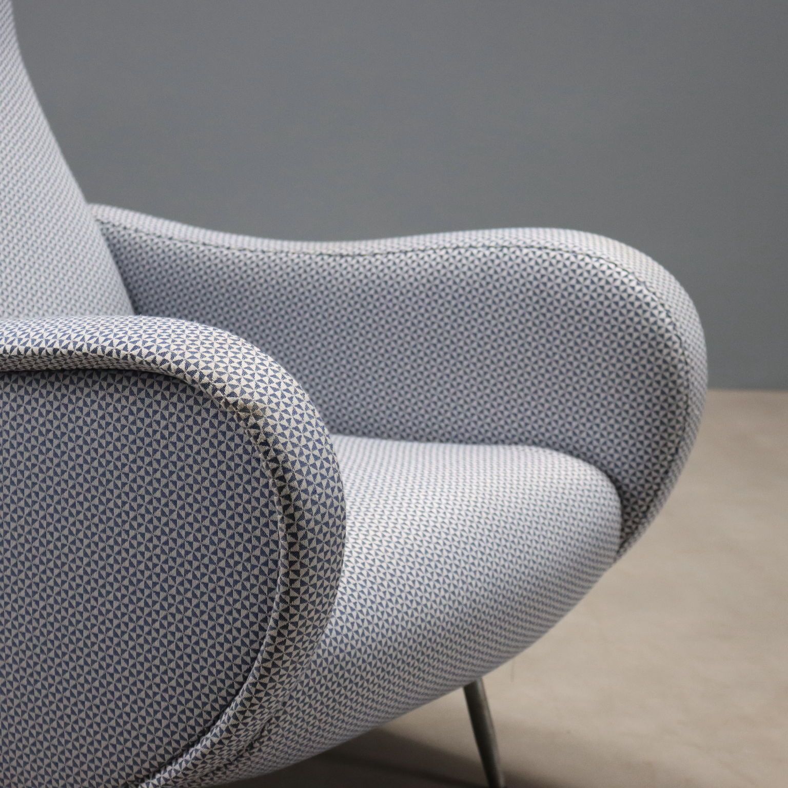 Vintage Armchair Foam Fabric Metal Design Italy 1960s photo vinterior